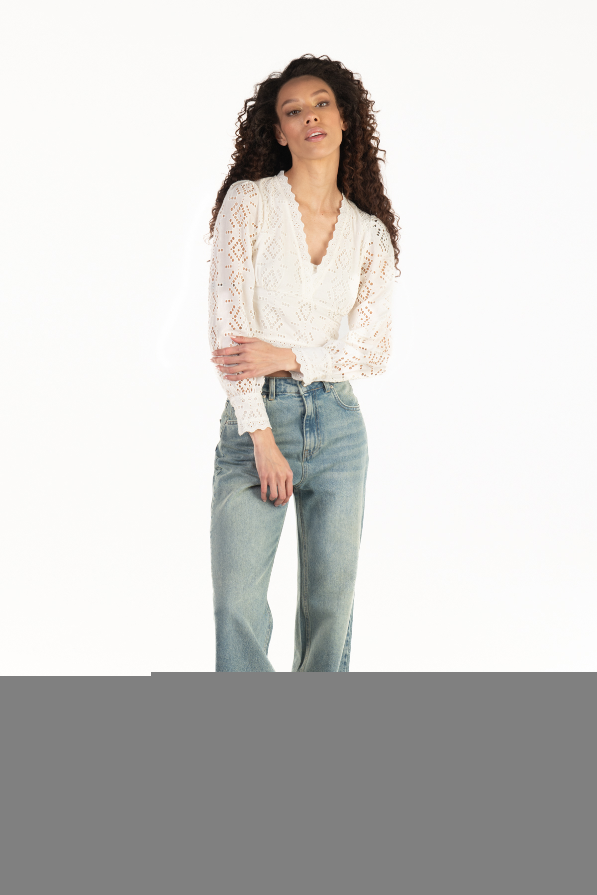 Novita  Kadın Mavi Wideleg Jeans NOV24JE0003 - Görsel 5