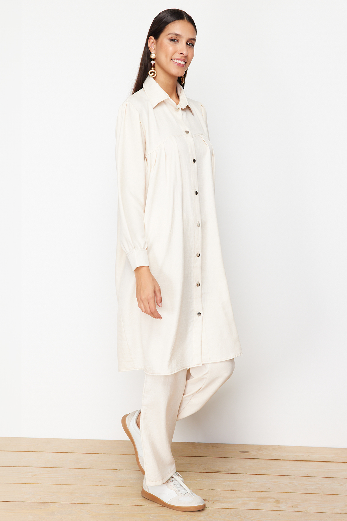 Trendyol Modest-Kővászon Aerobin hosszú szőtt alsó-felső szett TCTSS24US00081 1