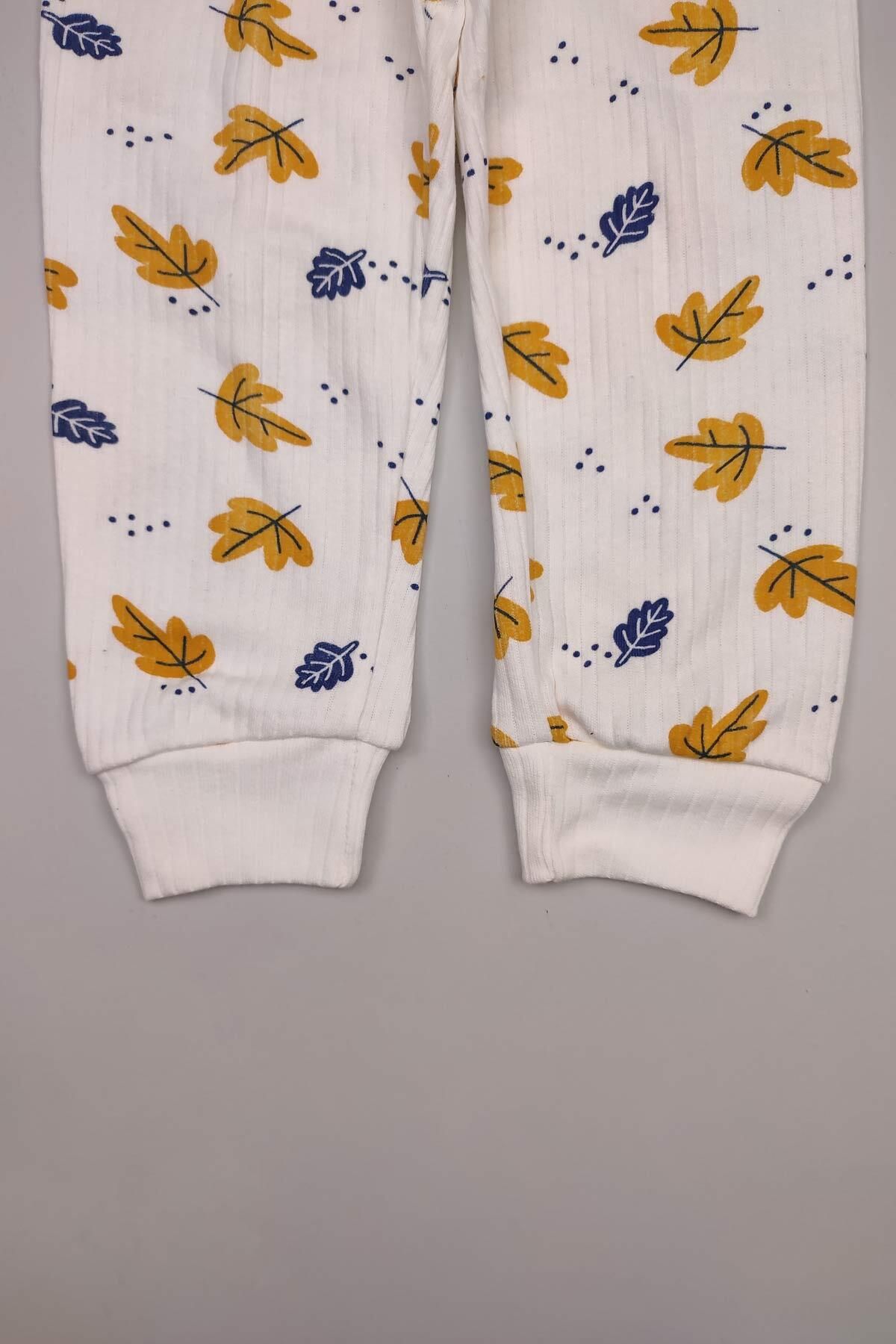 Peki Buy 5 Pay 4 Seasons Unisex Children s Cotton Large Calip Spring Leaves Printed Pajama Pants 14878 Trendyol