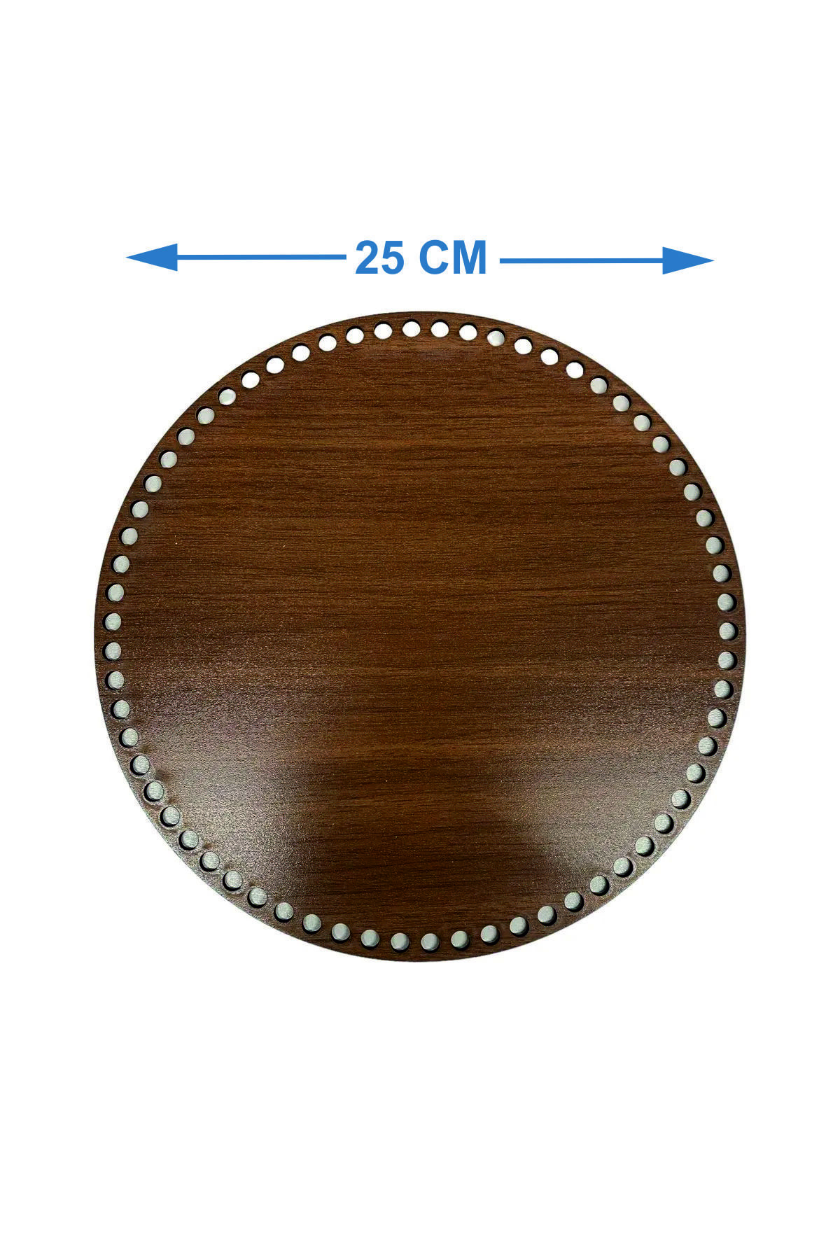 ( 3 Pieces ) Wooden 3 Mm Mdf Basket Tray Base ( 25 Cm ) Round Walnut One Side