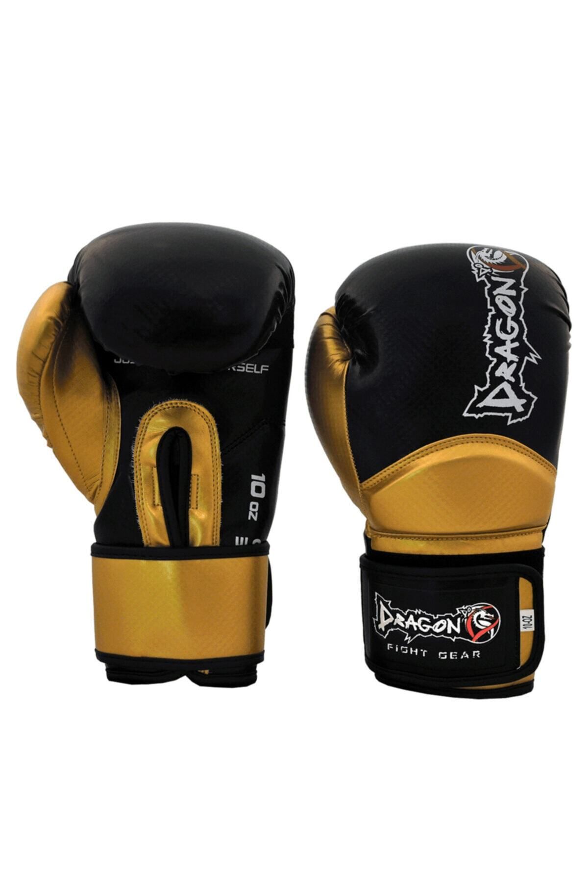 دستکش بوکس مشکی مردانه و زنانه کربن Muay Boxing Kick Boks طلای سیاه Dragondo