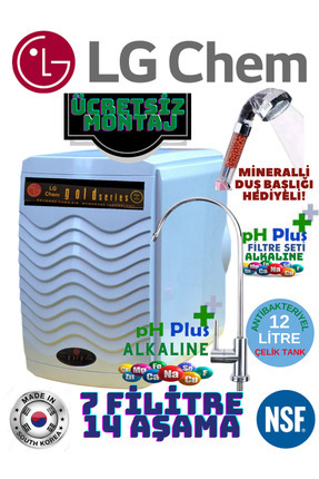 LG Chem Gold Beyaz Montaj Dahil 12 Litre 7 Filitre 14 Aşamalı Mineral Ve Alka...