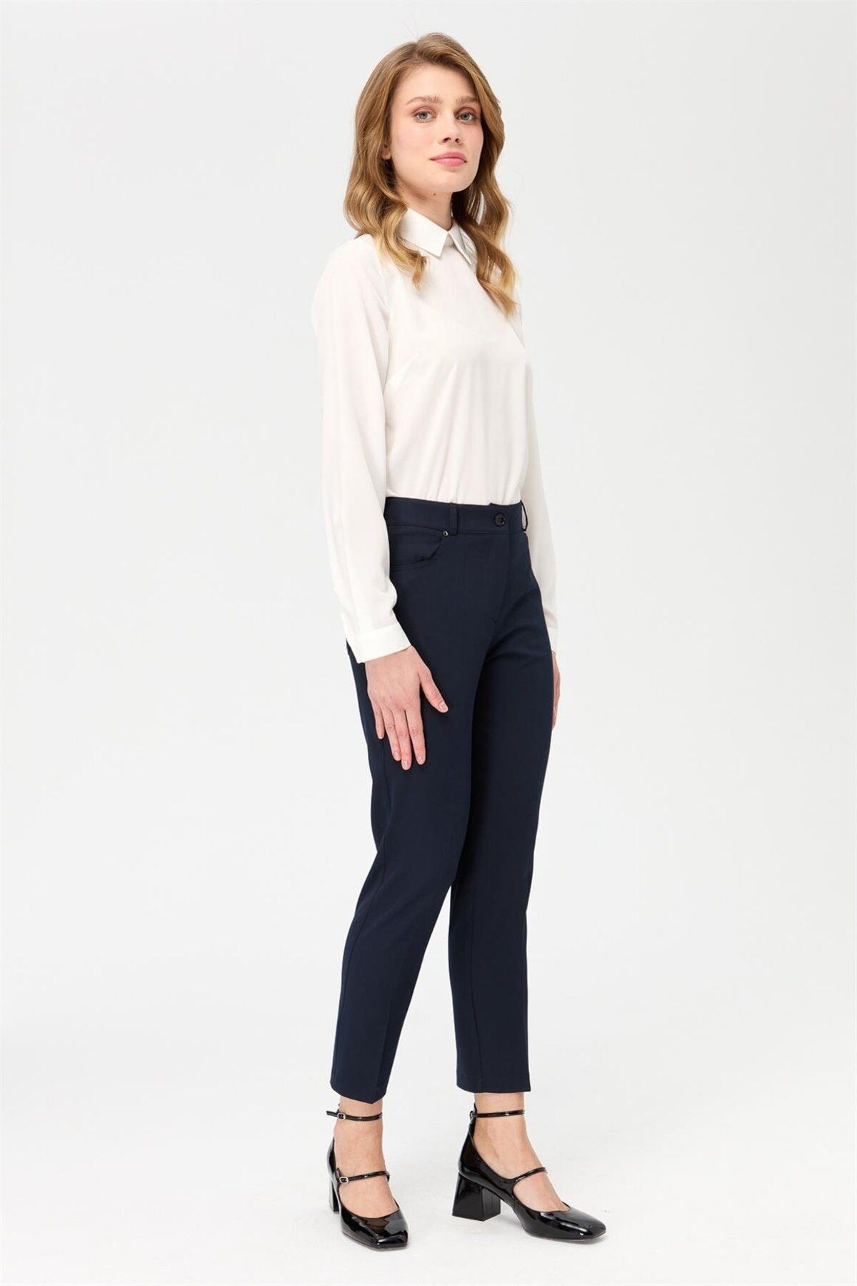 Esswaap-Pantaloni cu cinci buzunare bleumarin 6