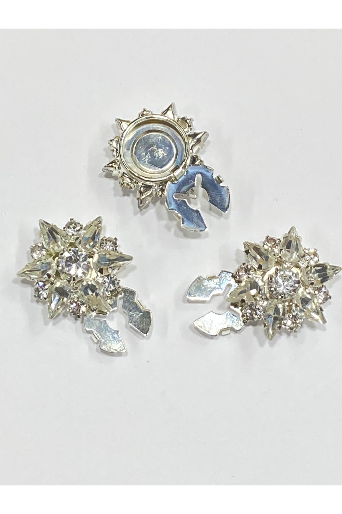 Stone Button / Stone Clip Button / Clip Star Button / Set of 3 / 2.5 cm Silver