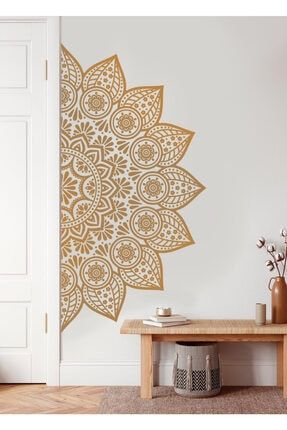 Mandala Çiçek Desen Iı Xl Dekoratif Duvar Sticker - Yarım Yuvarlak Duvar Dekoru ardu000057