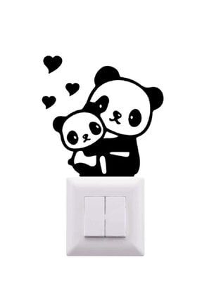 Ahşap Dekor Kalpli Panda Priz Dekoru Yavru Panda Anne Panda Anahtar Kenarı Dekor Priz Süsü panda2