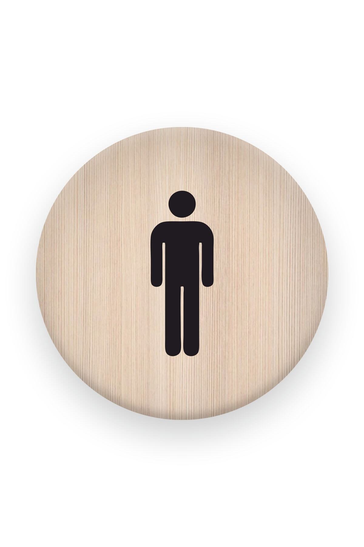 Men-Women Wc Referral Letter Wood Round 10x10 Cm (black)