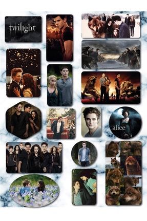 Alacakaranlık Serisi Twilıght Bella Edward Robert Pattinson Jacob Alice 16 Adet Sticker Seti e1228