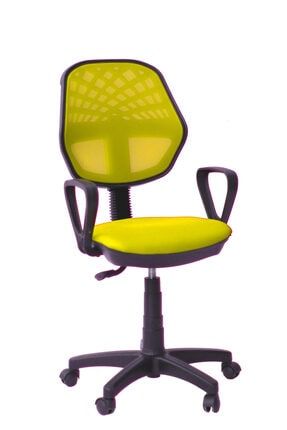Sarı Fileli Bilgisayar Oyuncu Koltuğu Ofis Çalışma Sandalyesi Döner Sandalye iroa7