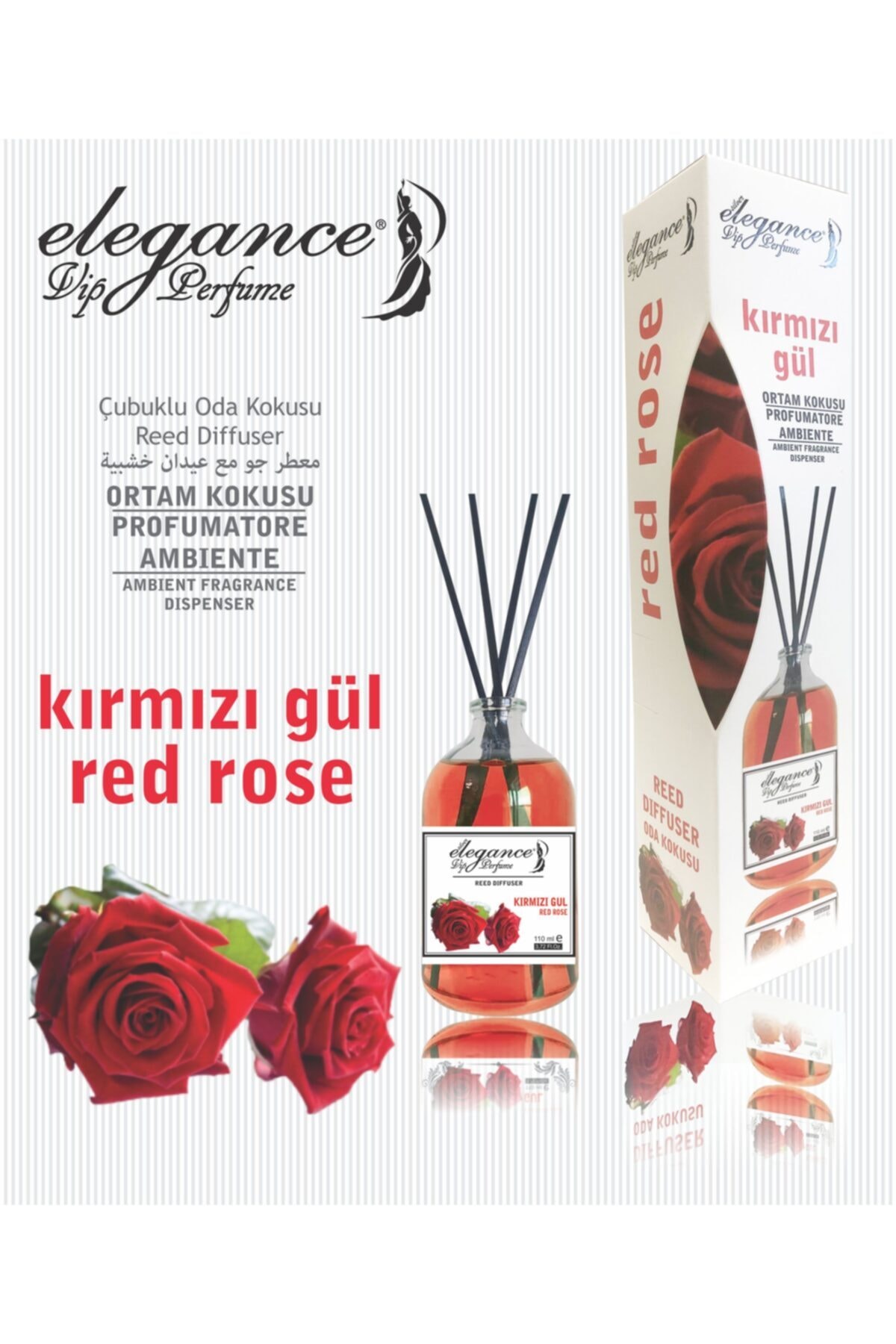 Kırmızı Gül Reed Diffuser Bambu Çubuklu Oda Kokusu (110 Ml)