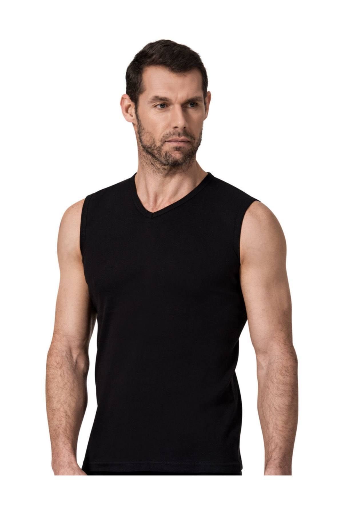 Namaldı-Tricou fără mâneci pentru bărbați, 6 piese, negru, cu decolteu în V, cu nervuri 1