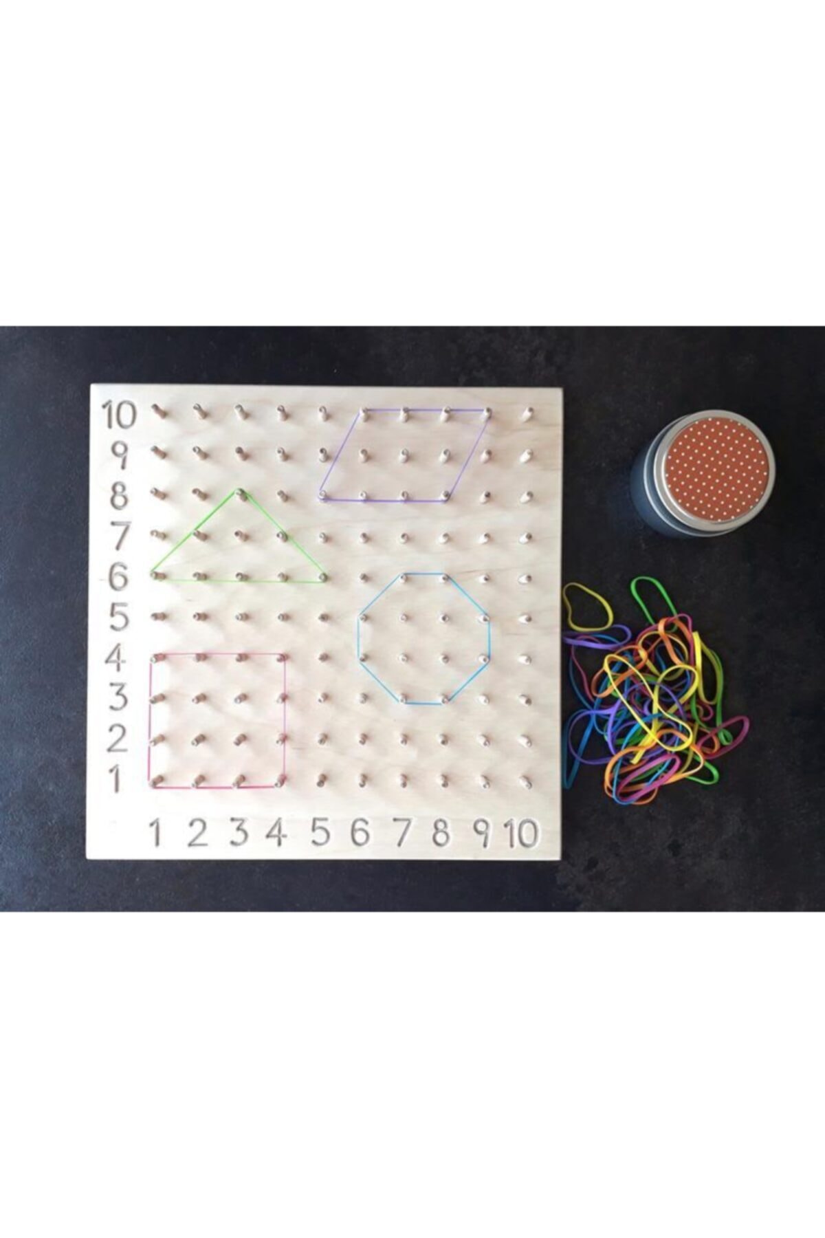 Ankebut Sayılar Geometrik Şekiller Ile Lastik Ve Pim Geçirme Montessori Oyunu fotoğrafı 5 (önizleme)