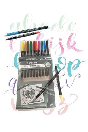 10 Renk Set Aqua Brush Duo Fırça Ve Keçe Uçlu Çift ve Fırça Uçlu Çizim Kalemi 10 Renk