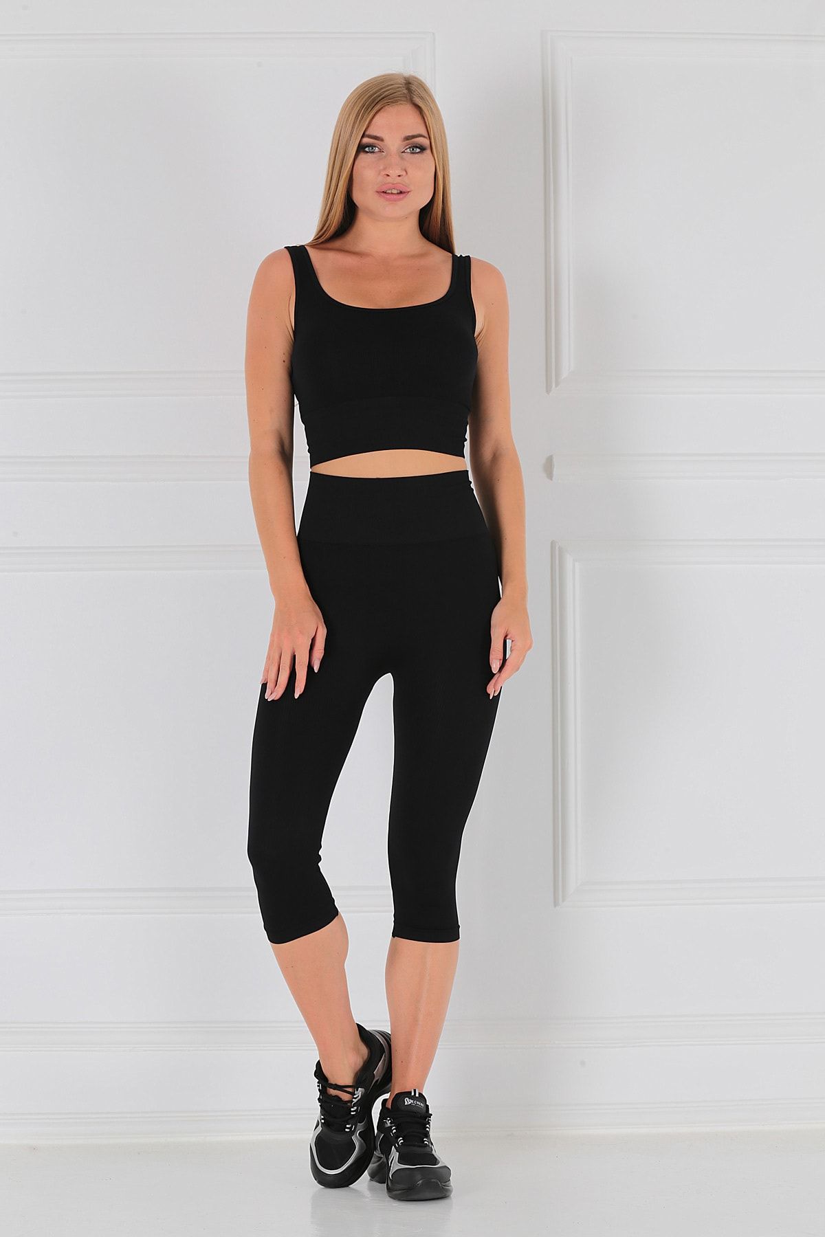 Penyelux Actıve Kadın Seamless (DİKİŞSİZ) Toparlayıcı Esnek Spor Fitness Yoga Tank Top-kapri Takım