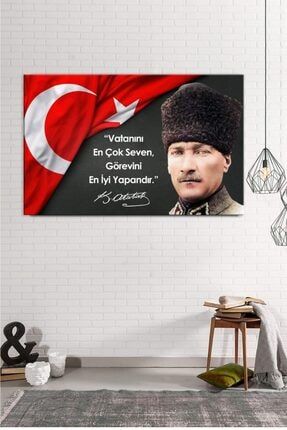 Atatürk Portresi Ve Sözleri, Kanvas Tablo , Kafe ,büro, Otel Ve Resmi Daireler Için Ideal ATA1