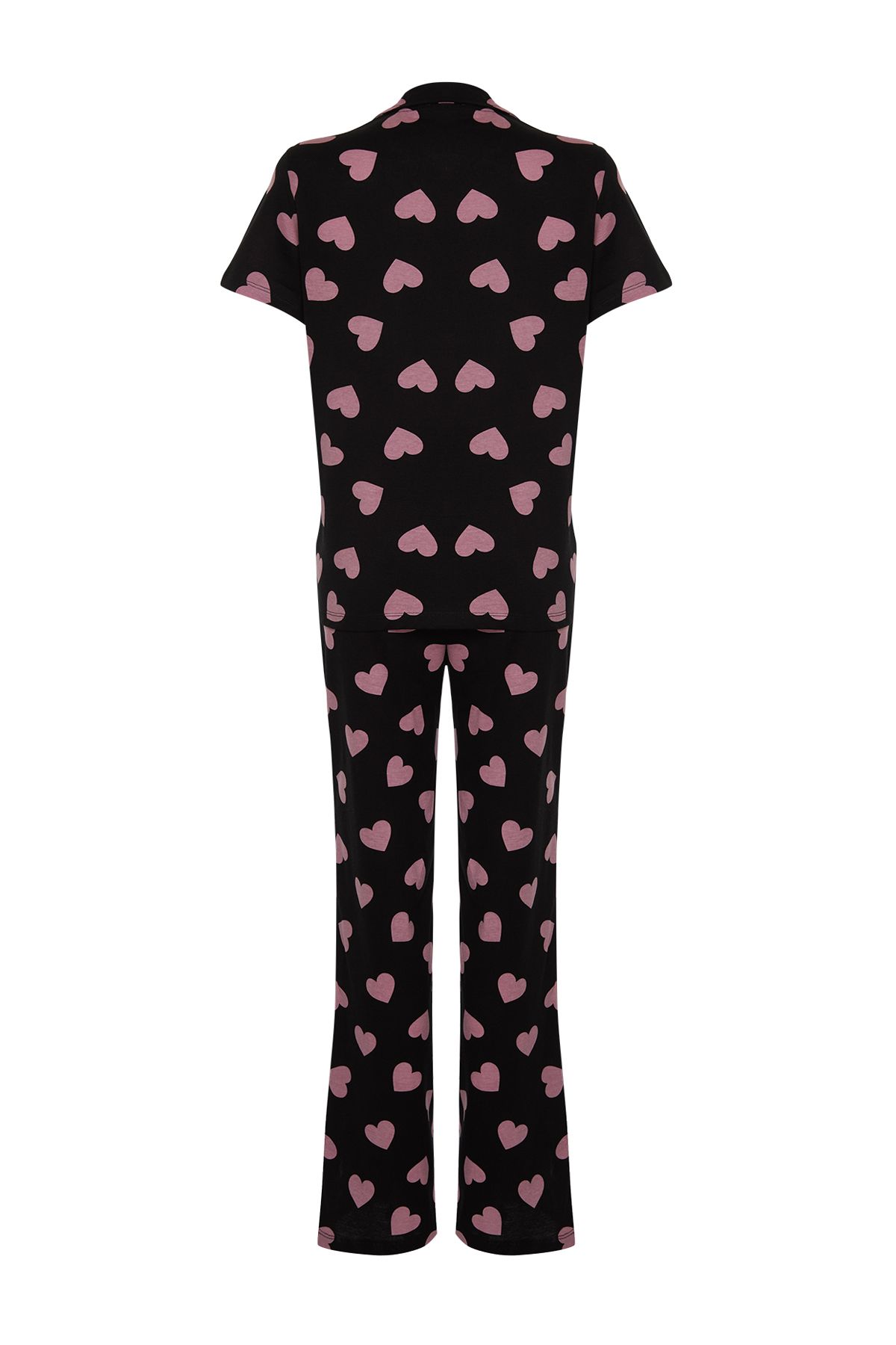 Trendyol Collection-Sada pleteného pyžama Heart Black – 100% bavlna THMSS24PT00337 8