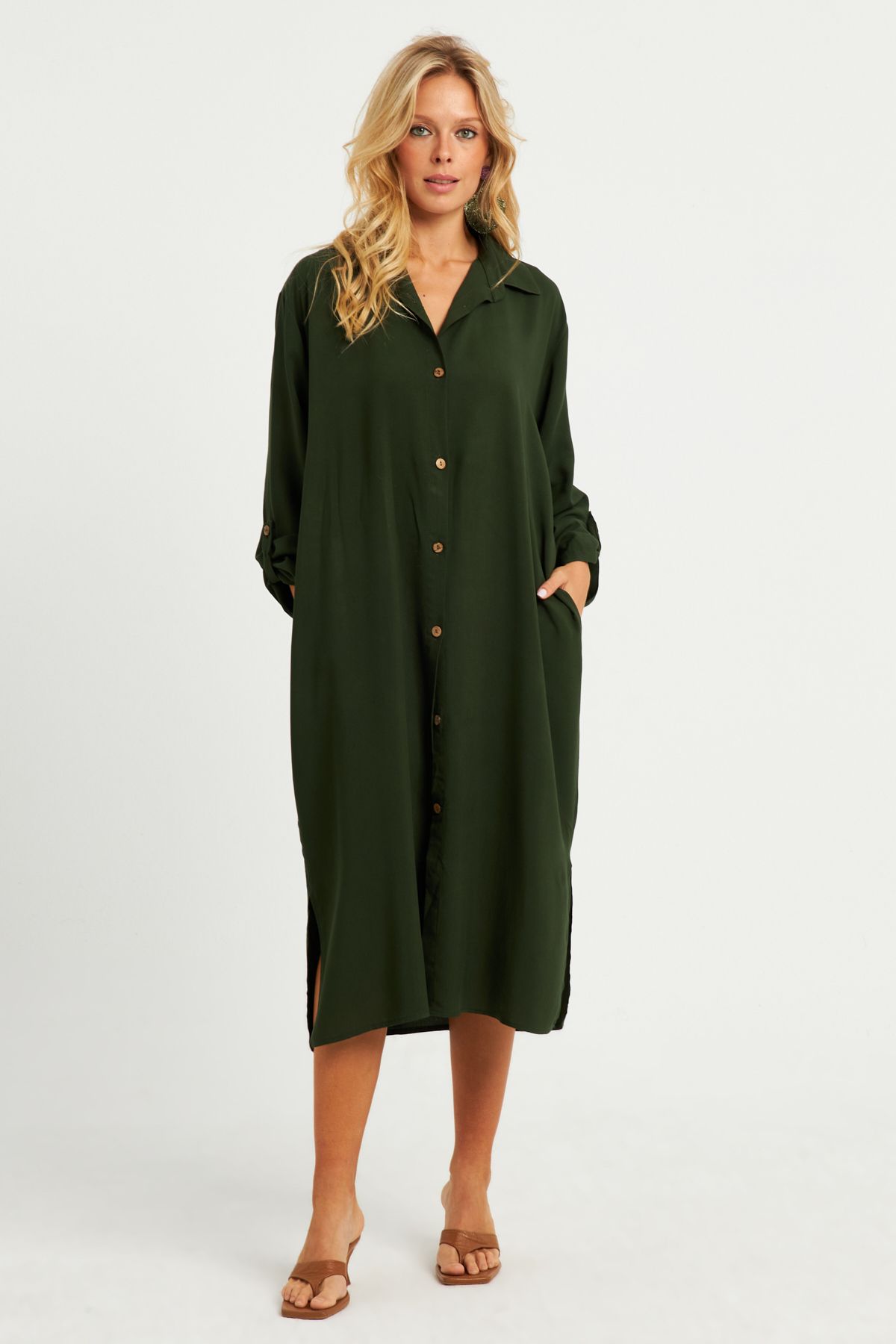 Cool & Sexy-Women's Khaki Shirt Dress LV178 4