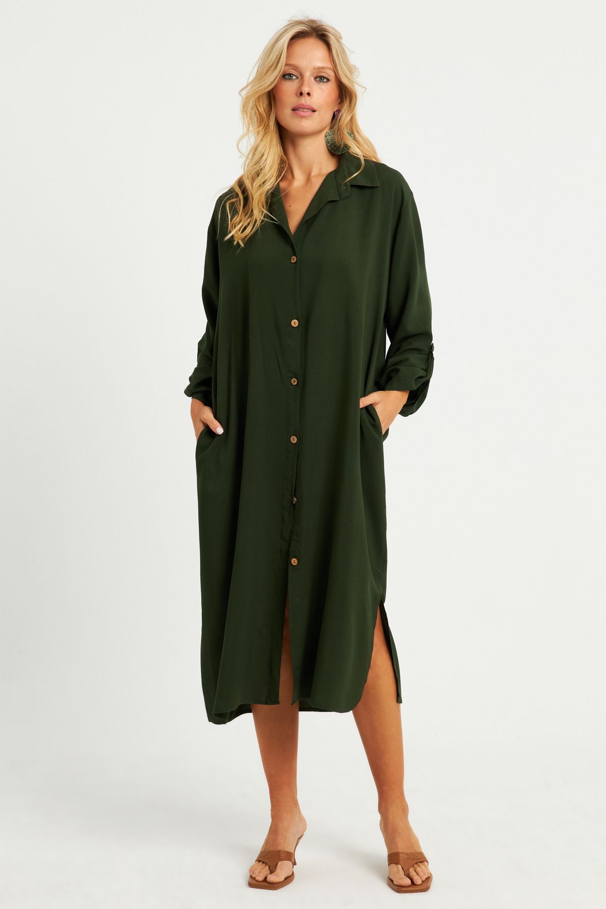 Cool & Sexy-Women's Khaki Shirt Dress LV178 3