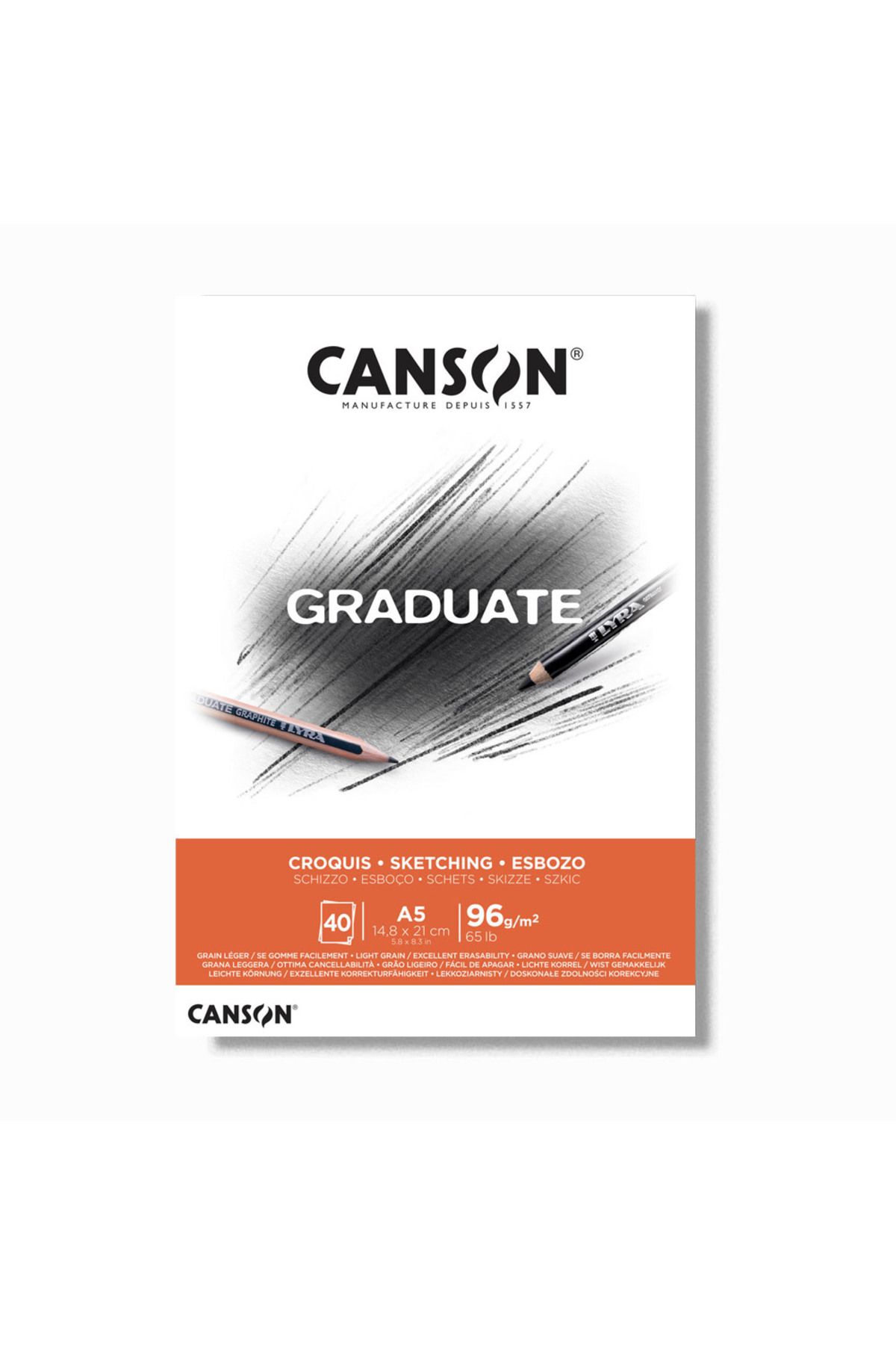 Canson-Graduate Sketching Sketch Drawing Notebook 96 GrA5 40 Sheets 1