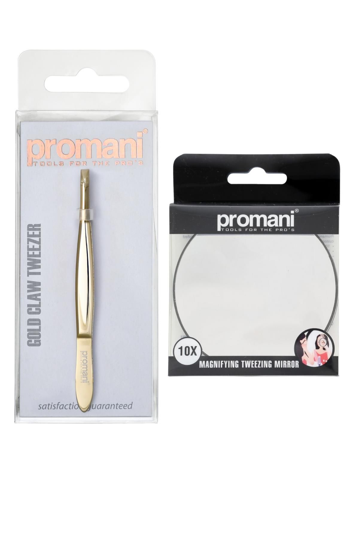 موچین نوک تخت + آینه ذره بین 10 برابر Promani