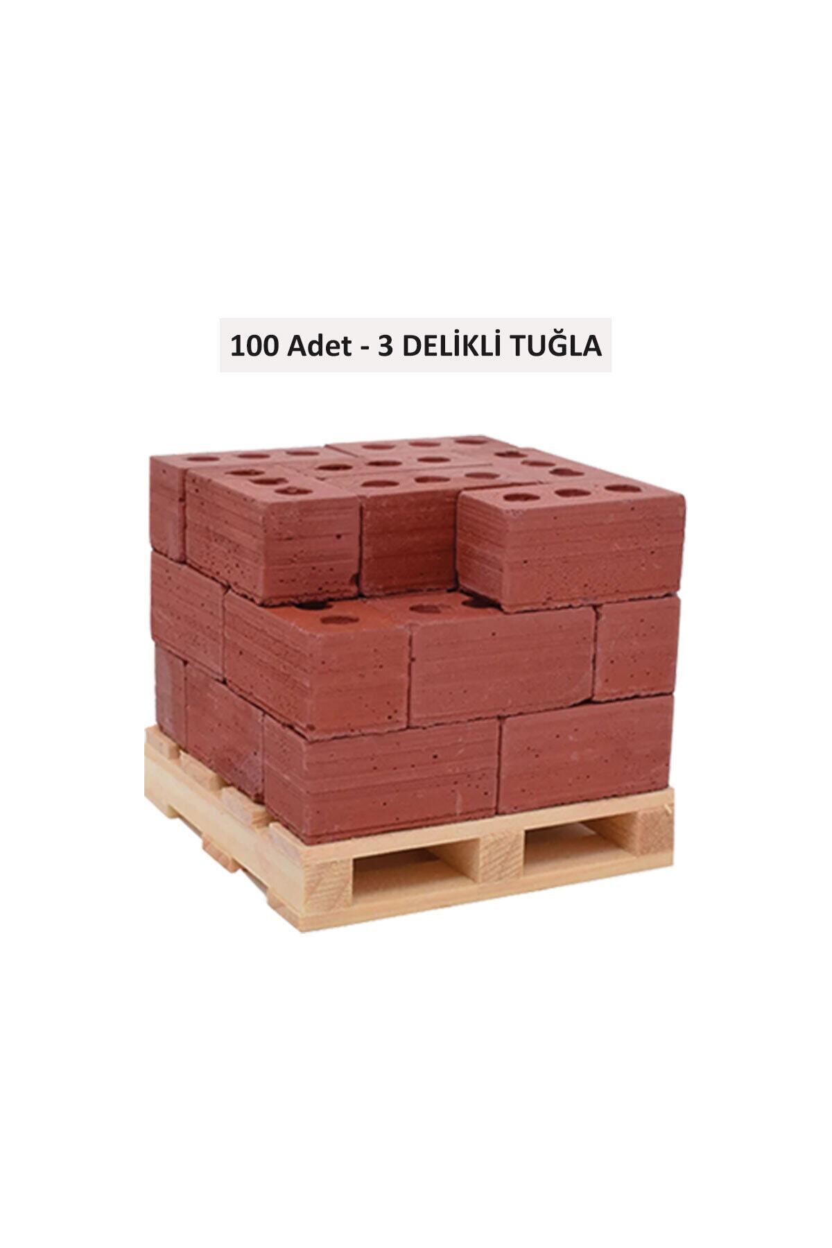 Minyatür Hane Minyatür Tuğla 100 Adet (3 Delikli 2.5cm Tuğla)
