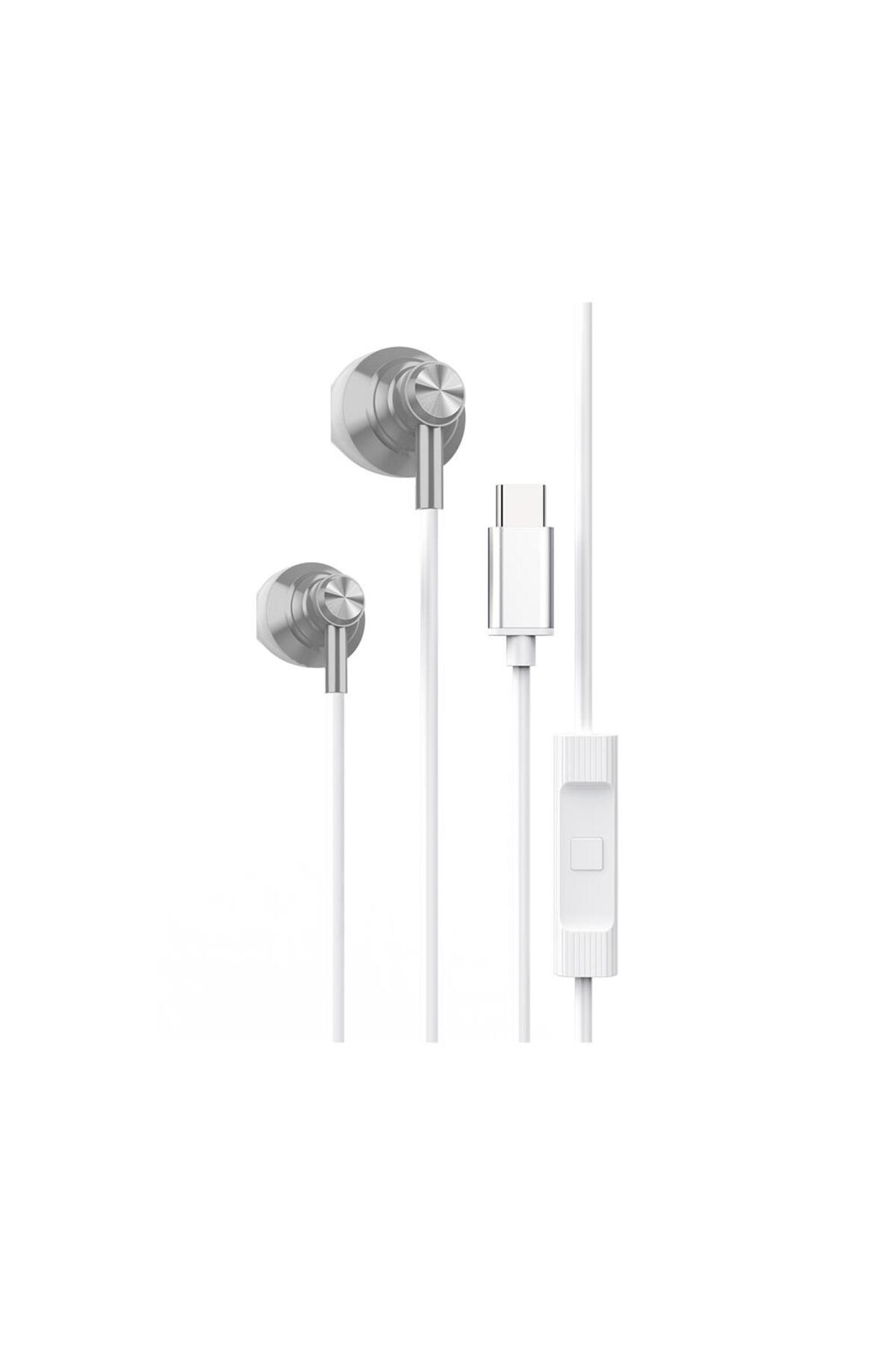 Type C Phone Compatible White Headset with Microphone