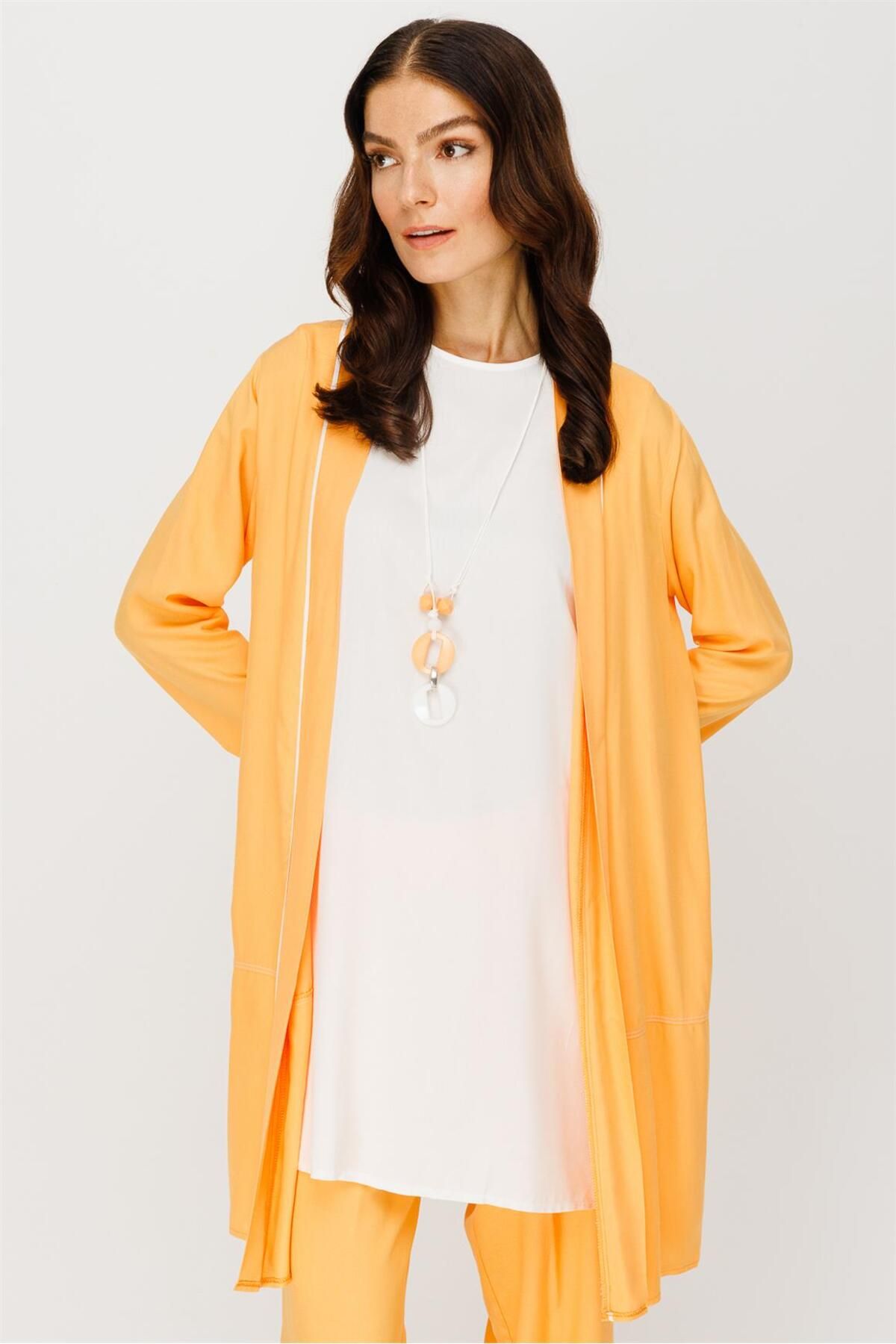 Esswaap-Mango Comfortable Fabric Jacket and Pants Set with Tunic 3
