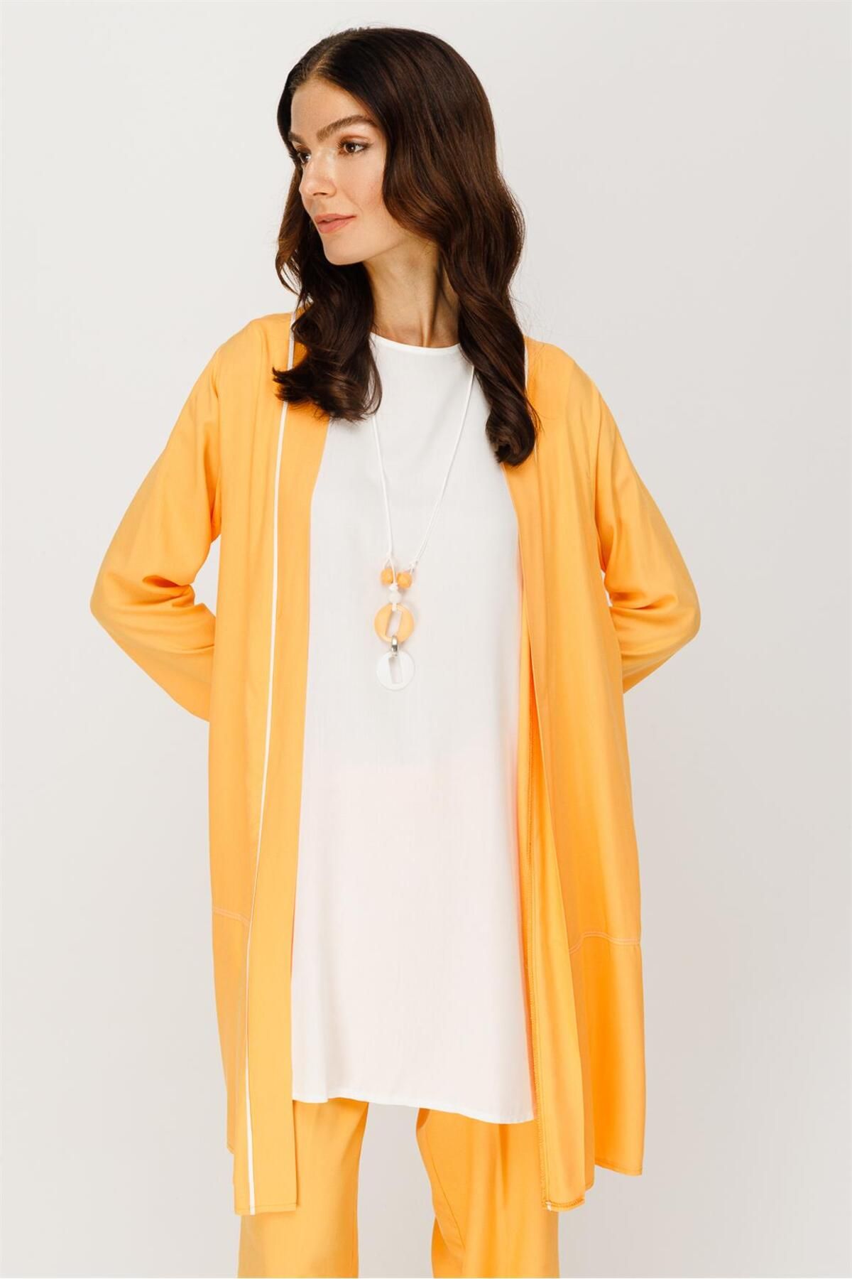 Esswaap-Mango Comfortable Fabric Jacket and Pants Set with Tunic 4