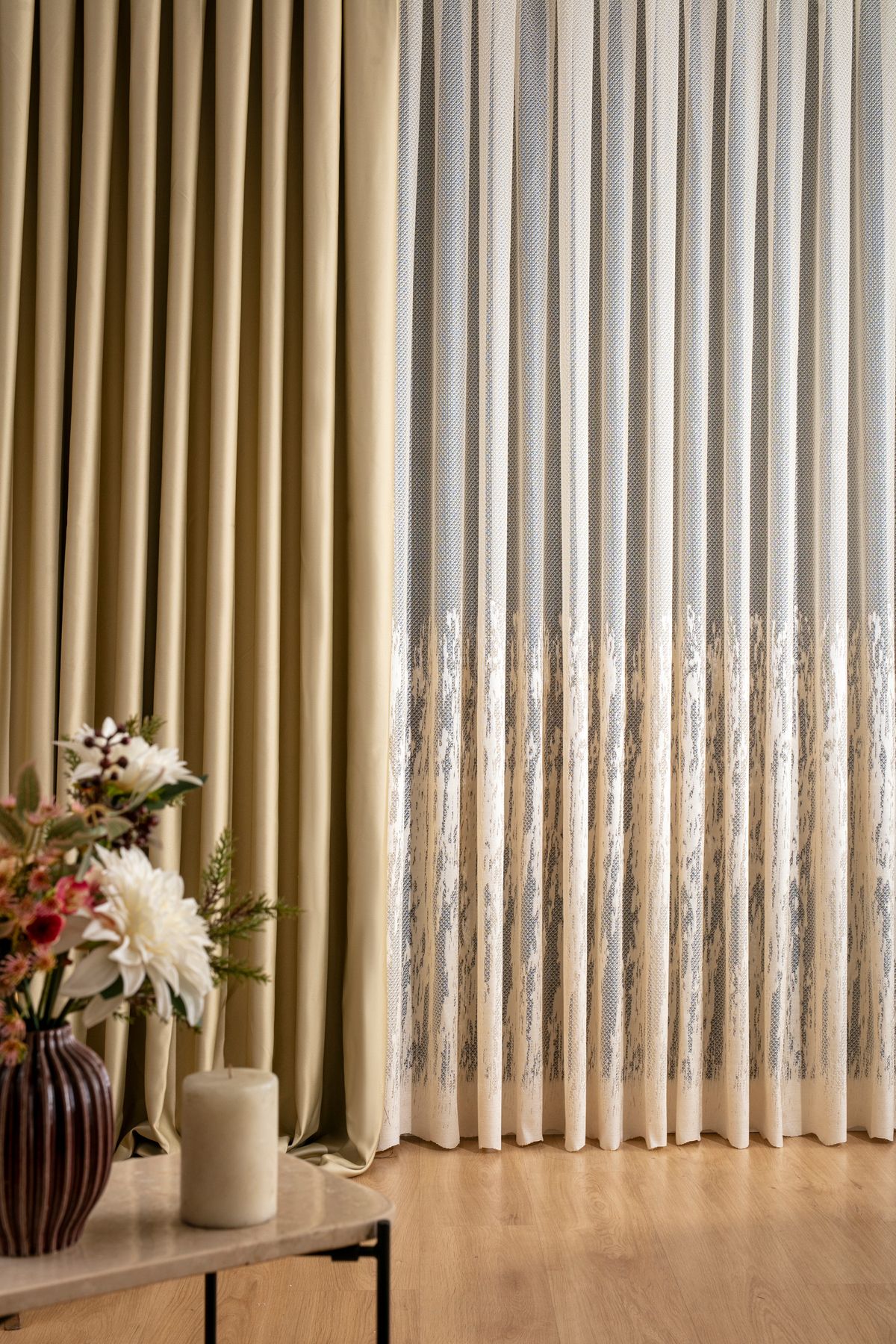 LUNETT HOME-جاهز للاستخدام على شكل لهب منقوش على شكل فقاعات عسلية ملونة بطيات ضيقة 1 × 3 ستارة من التول 2