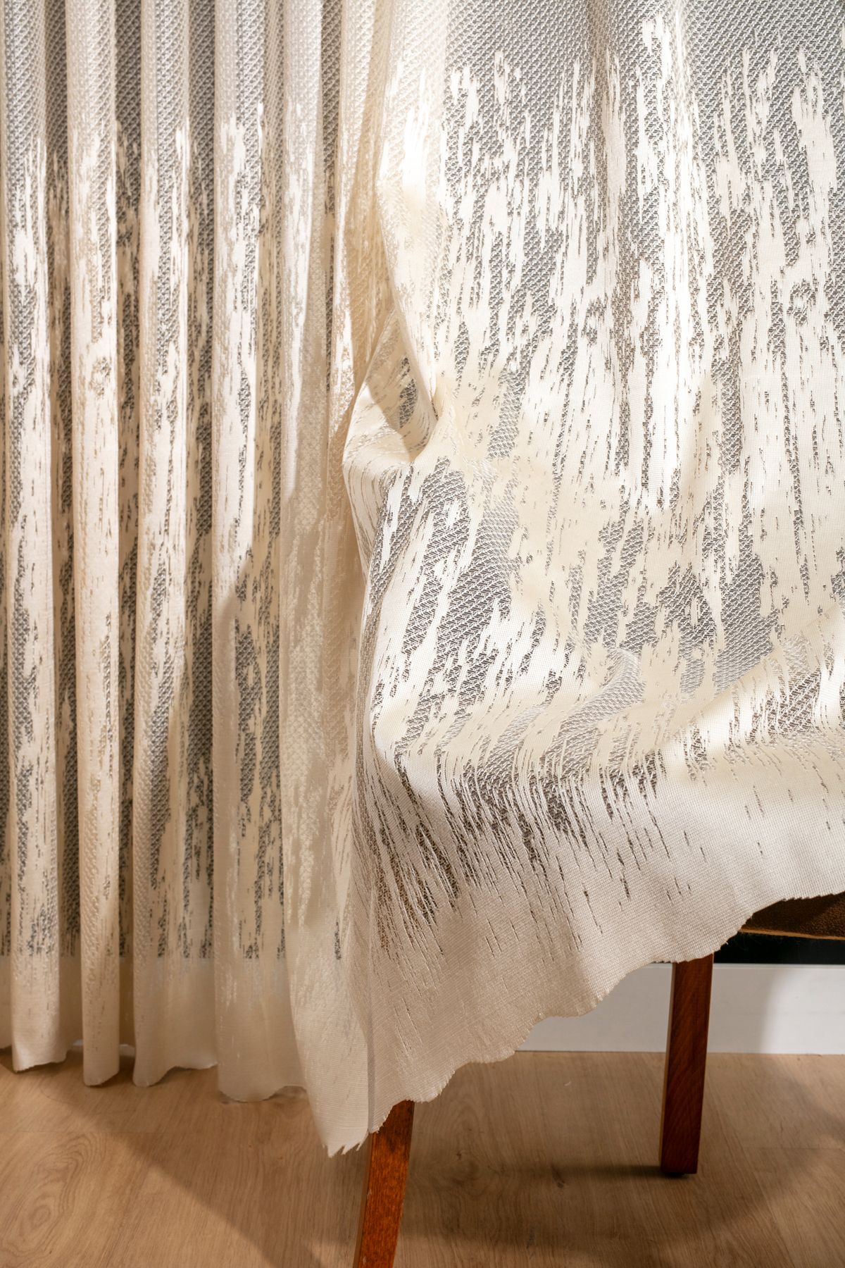 LUNETT HOME-جاهز للاستخدام على شكل لهب منقوش على شكل فقاعات عسلية ملونة بطيات ضيقة 1 × 3 ستارة من التول 3