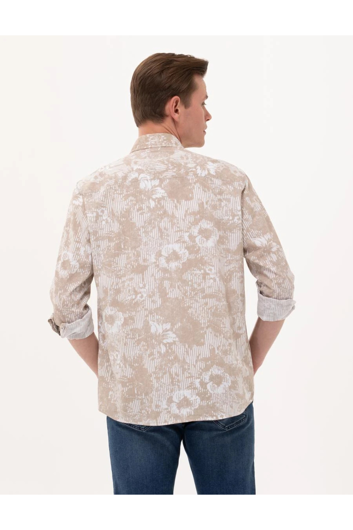 پیراهن پیر کاردین مردانه 100% پنبه بژ  گلدار Comfort / ریلکس    بیسیک Daily/روزانه | Pierre Cardin G021SZ004.000.1374118 TR - تصویر 2
