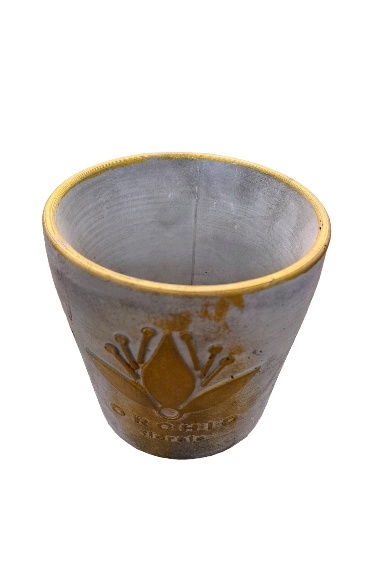 doğagarden-Gray and Gold Color Orchid Pot with Antique Detail 3