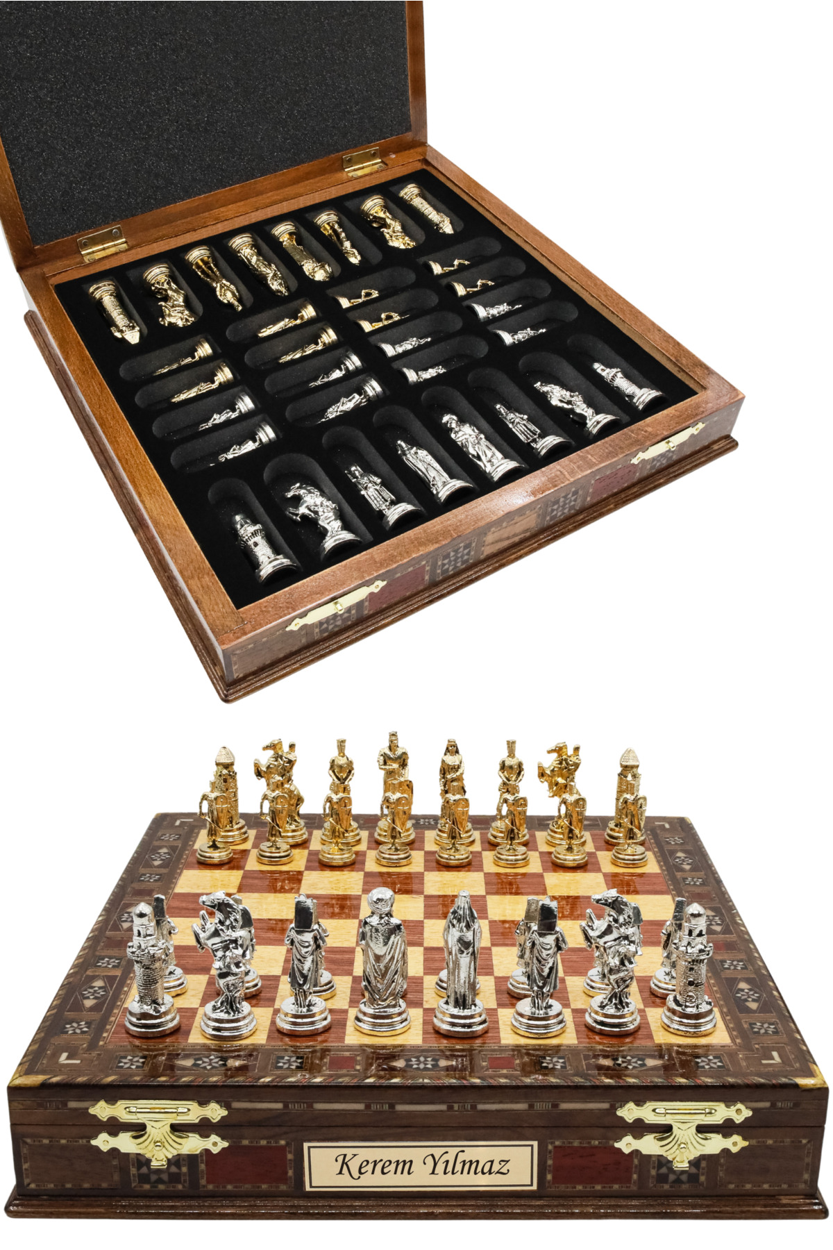 Cooper Chess Premium Büyük 36cm Masif Ahşap Kutulu Metal Satranç