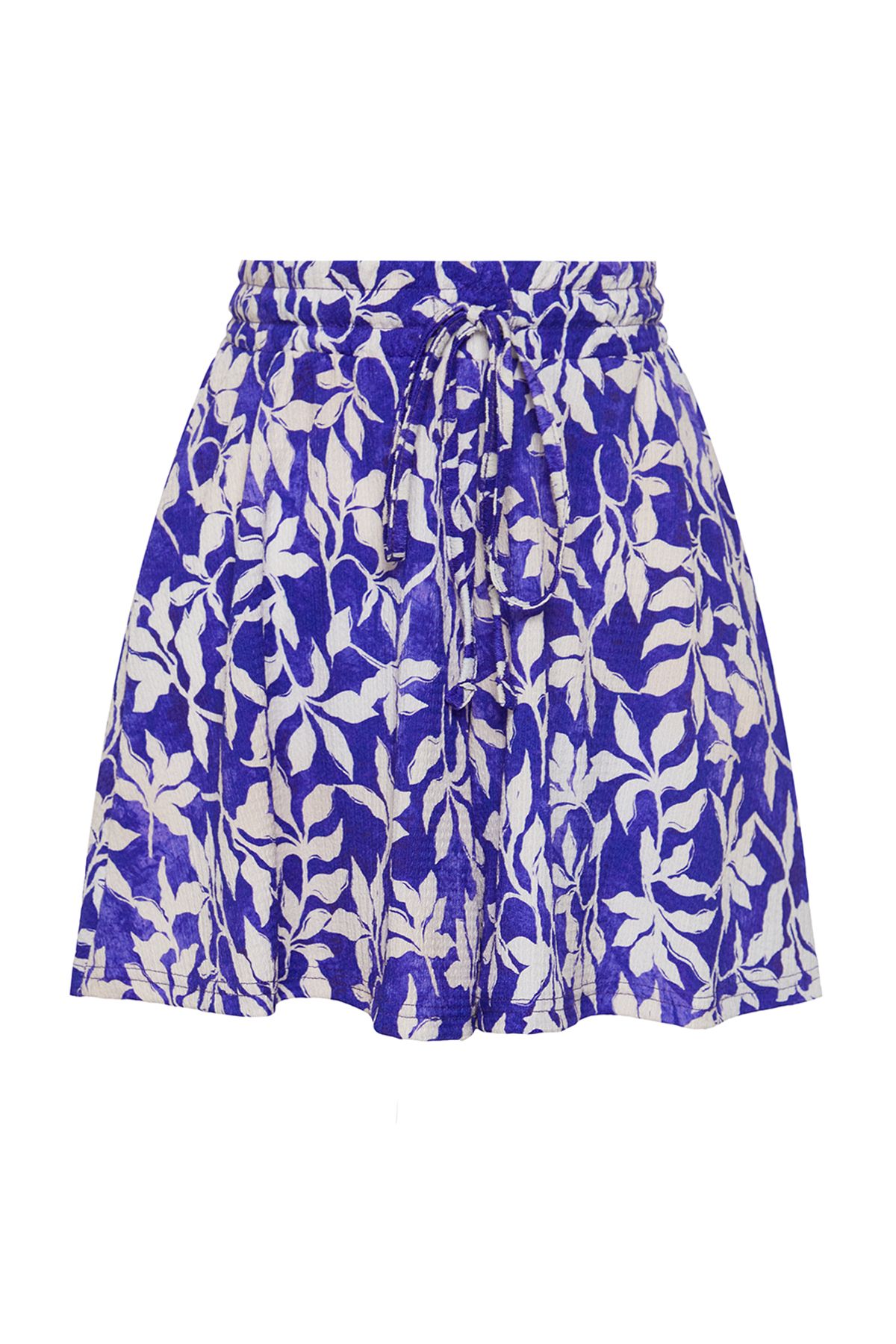 Trendyol Collection-Purple Patterned Relaxed Fit Regular Waist Wrap/Textured Knitted Shorts TWOSS22SR0212 7