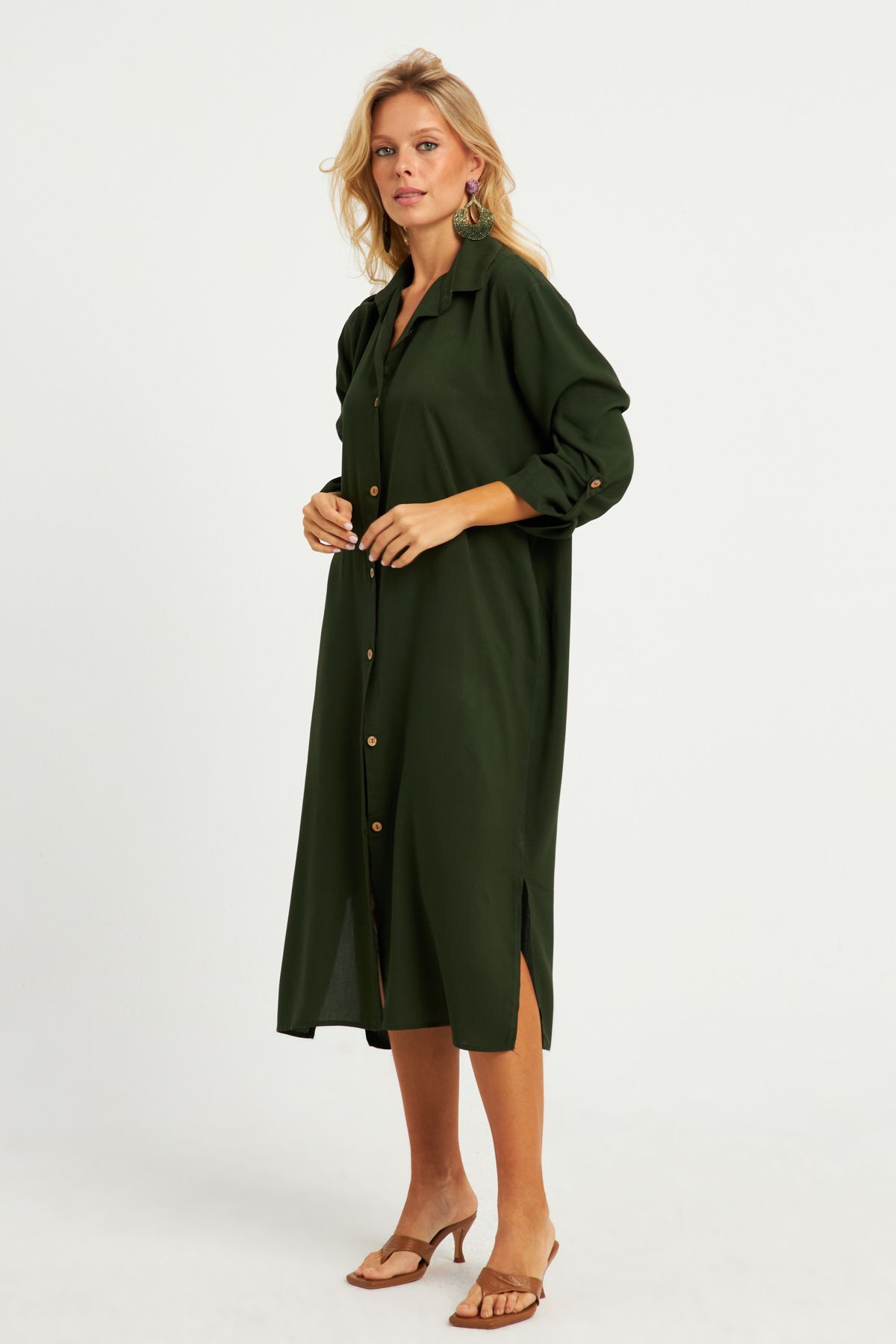 Cool & Sexy-Women's Khaki Shirt Dress LV178 6