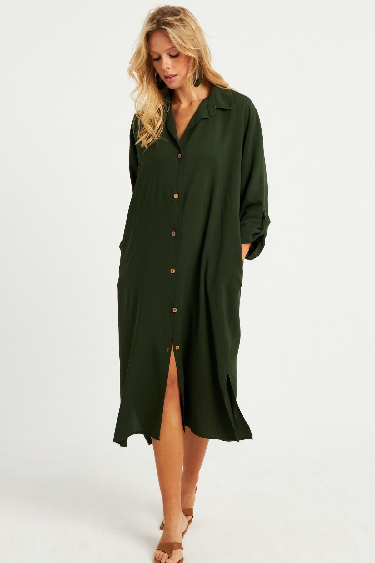 Cool & Sexy-Women's Khaki Shirt Dress LV178 5