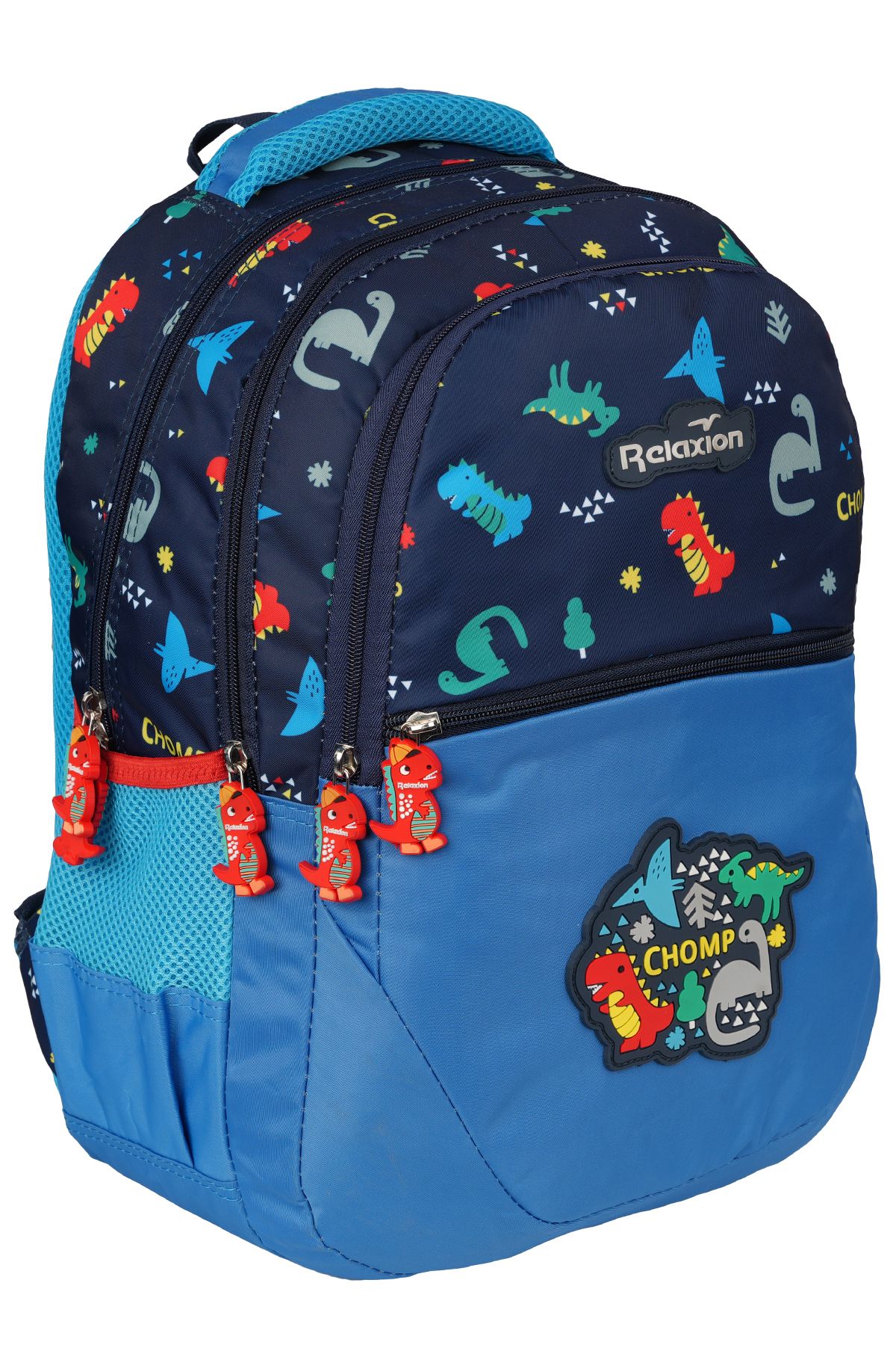 کیف مدرسه پسرانه و بچگانه RLX 1350 BOY NUTRITION BUY BAG CAR DINOSAUR BLUE Fiyaka