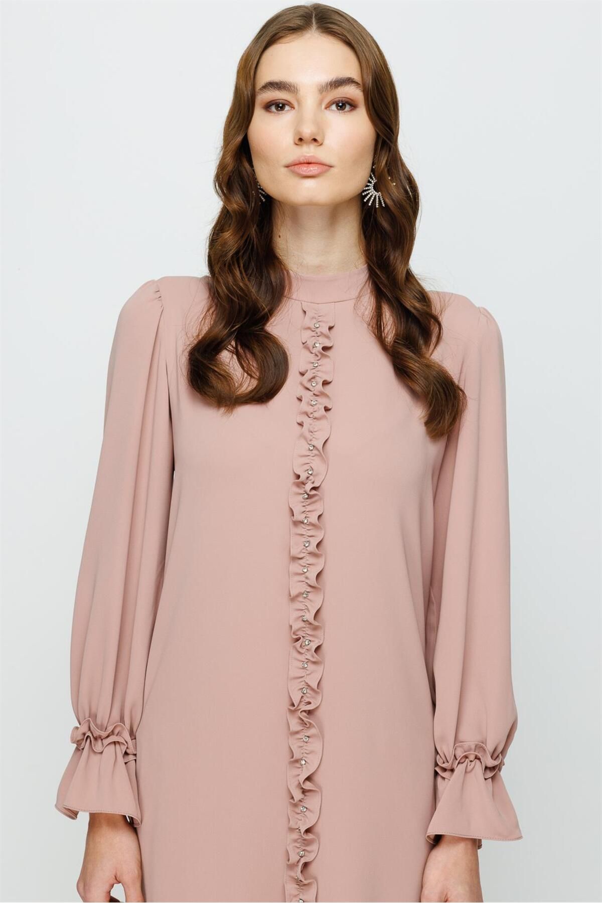 Esswaap-Pants Tunic Set with Frosting Detail on the Front and Cuffs Powder 4