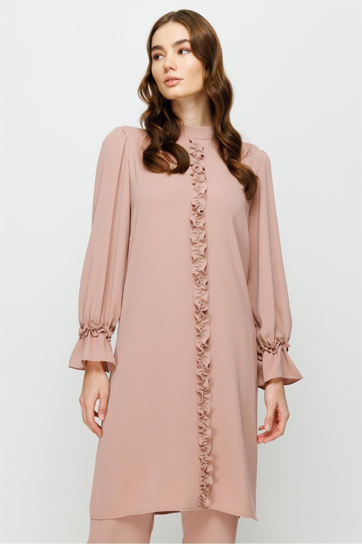 Esswaap-Pants Tunic Set with Frosting Detail on the Front and Cuffs Powder 3