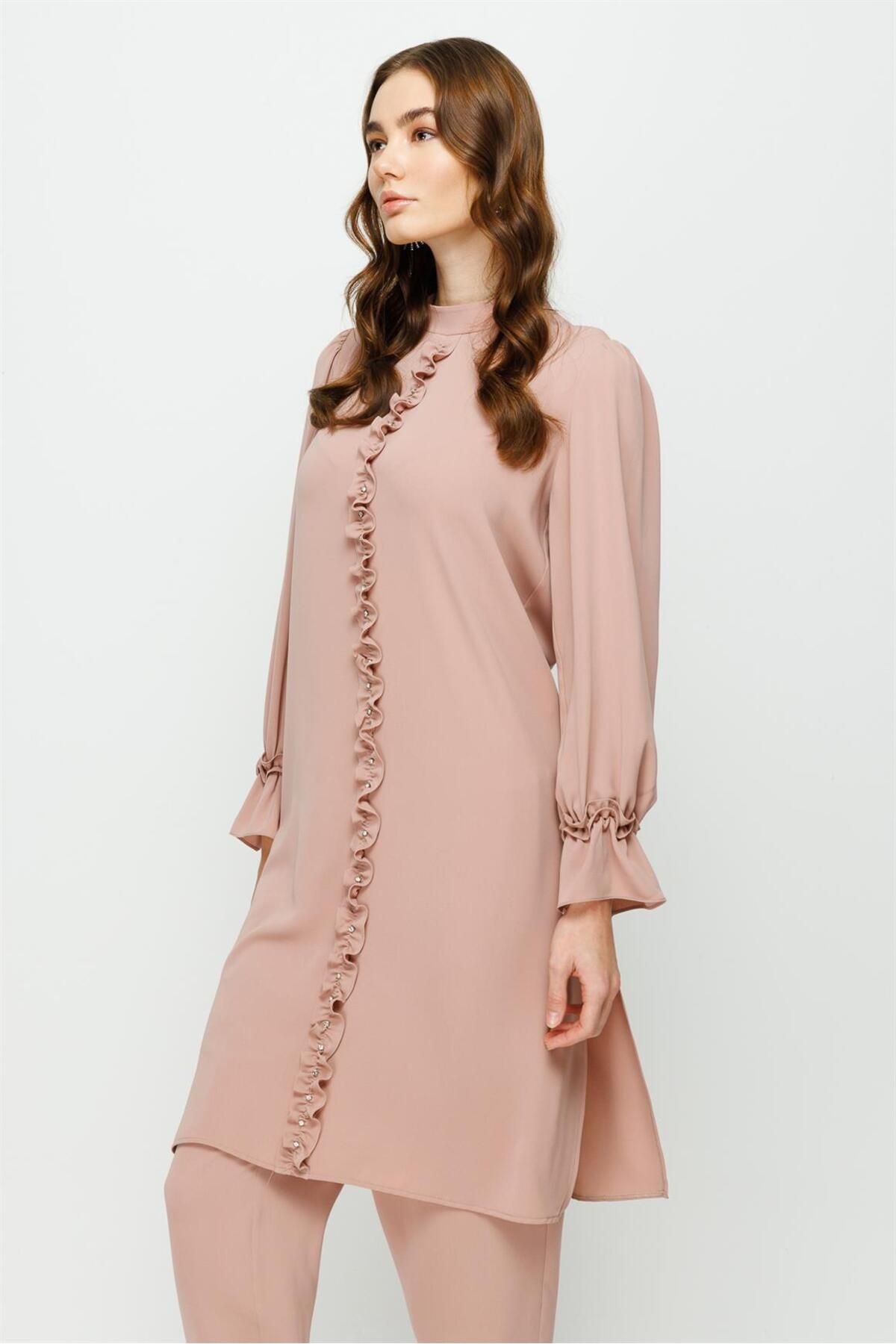 Esswaap-Pants Tunic Set with Frosting Detail on the Front and Cuffs Powder 2