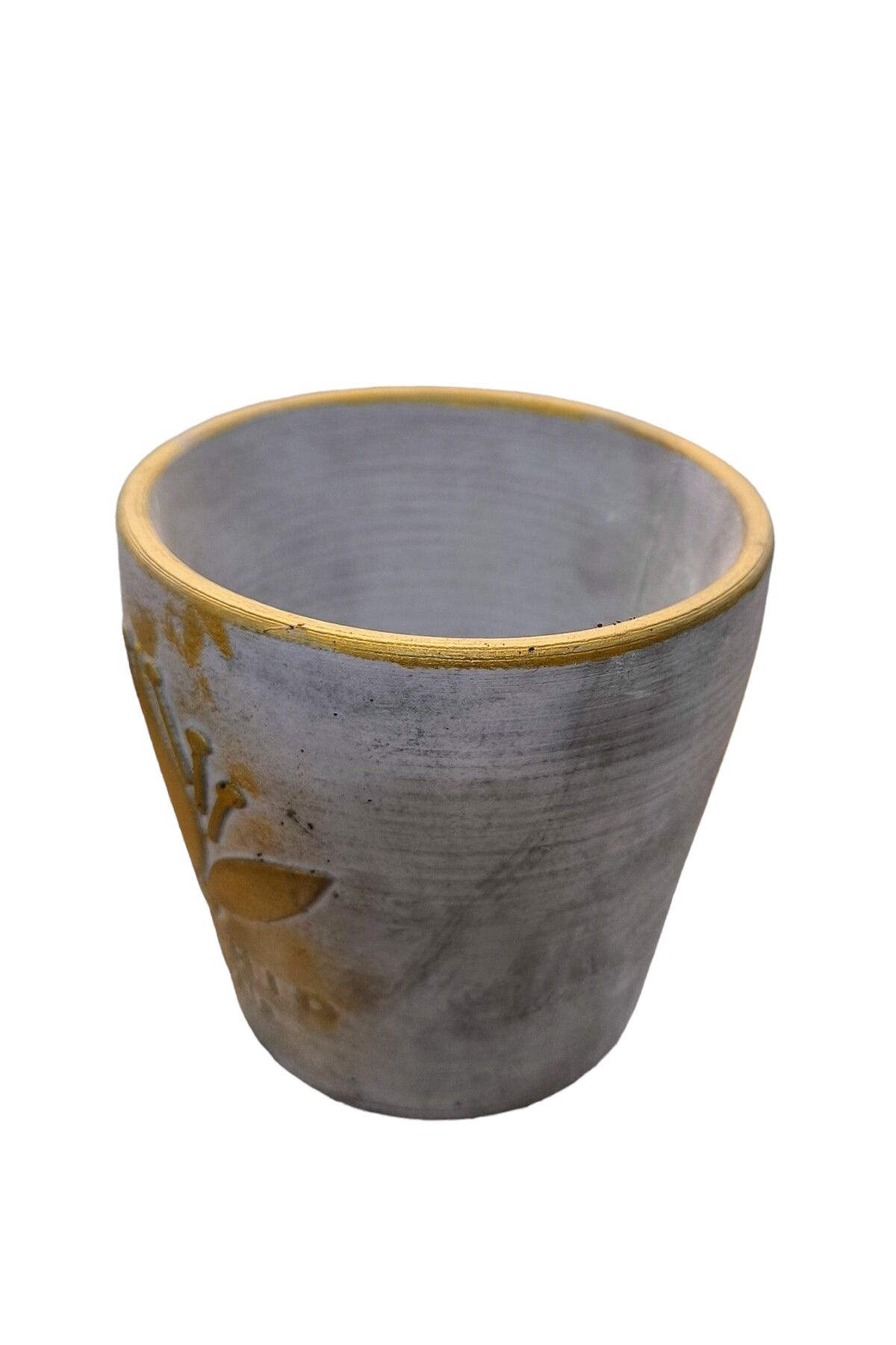 doğagarden-Gray and Gold Color Orchid Pot with Antique Detail 2