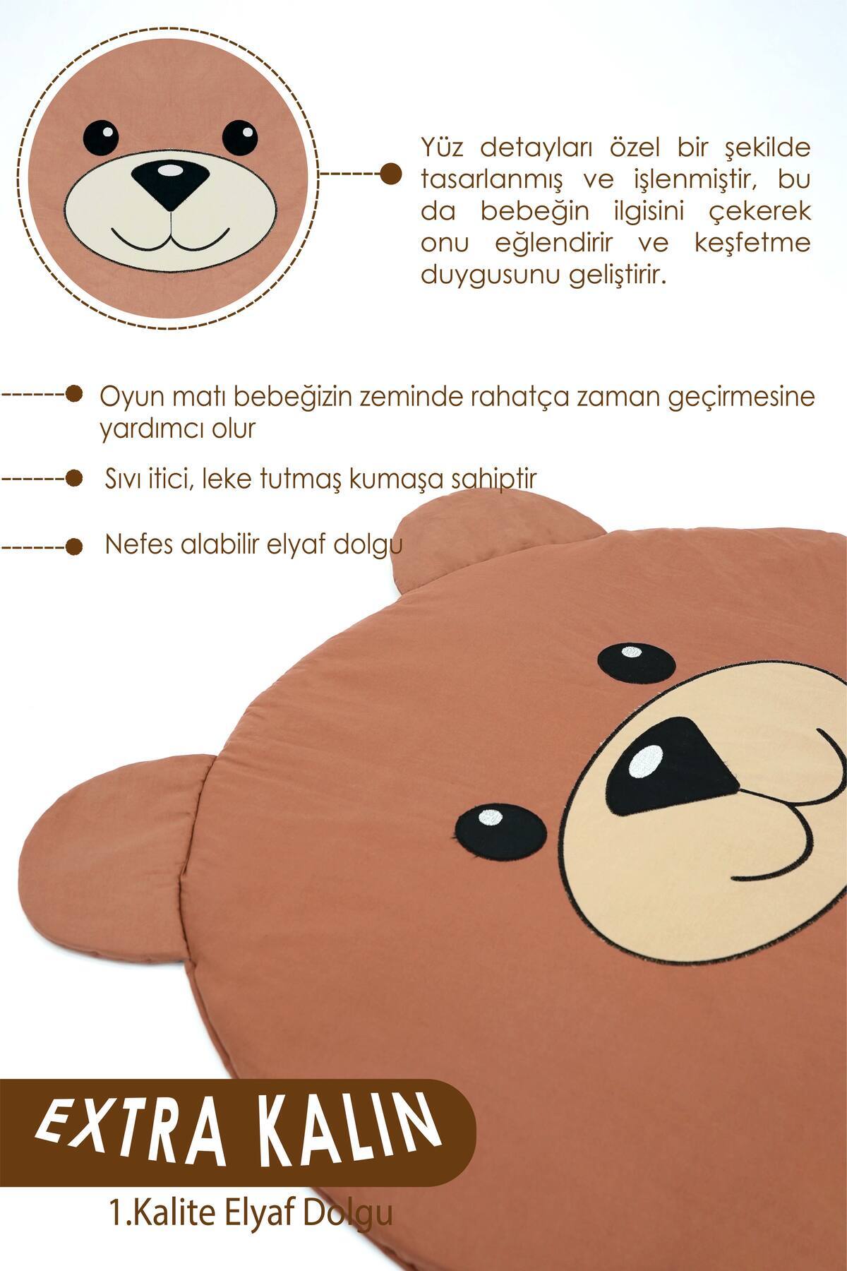 mordesign Bebek/Çocuk Oyun Halısı, Yenidoğan Emekleme Pedi, Aktivite Oyun Matı, Morbear Serisi, Kahverengi fotoğrafı 5 (önizleme)