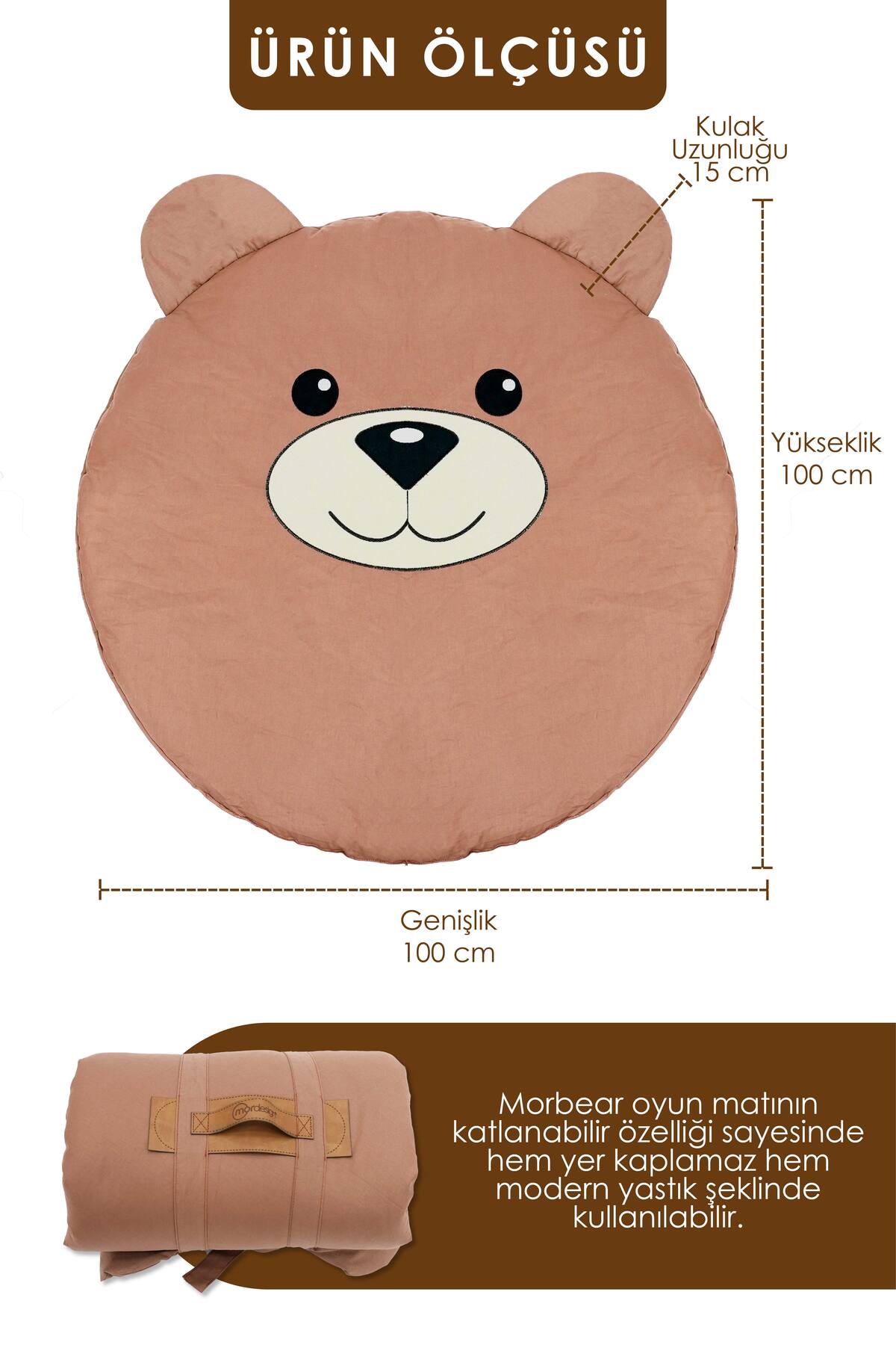 mordesign Bebek/Çocuk Oyun Halısı, Yenidoğan Emekleme Pedi, Aktivite Oyun Matı, Morbear Serisi, Kahverengi fotoğrafı 2 (önizleme)