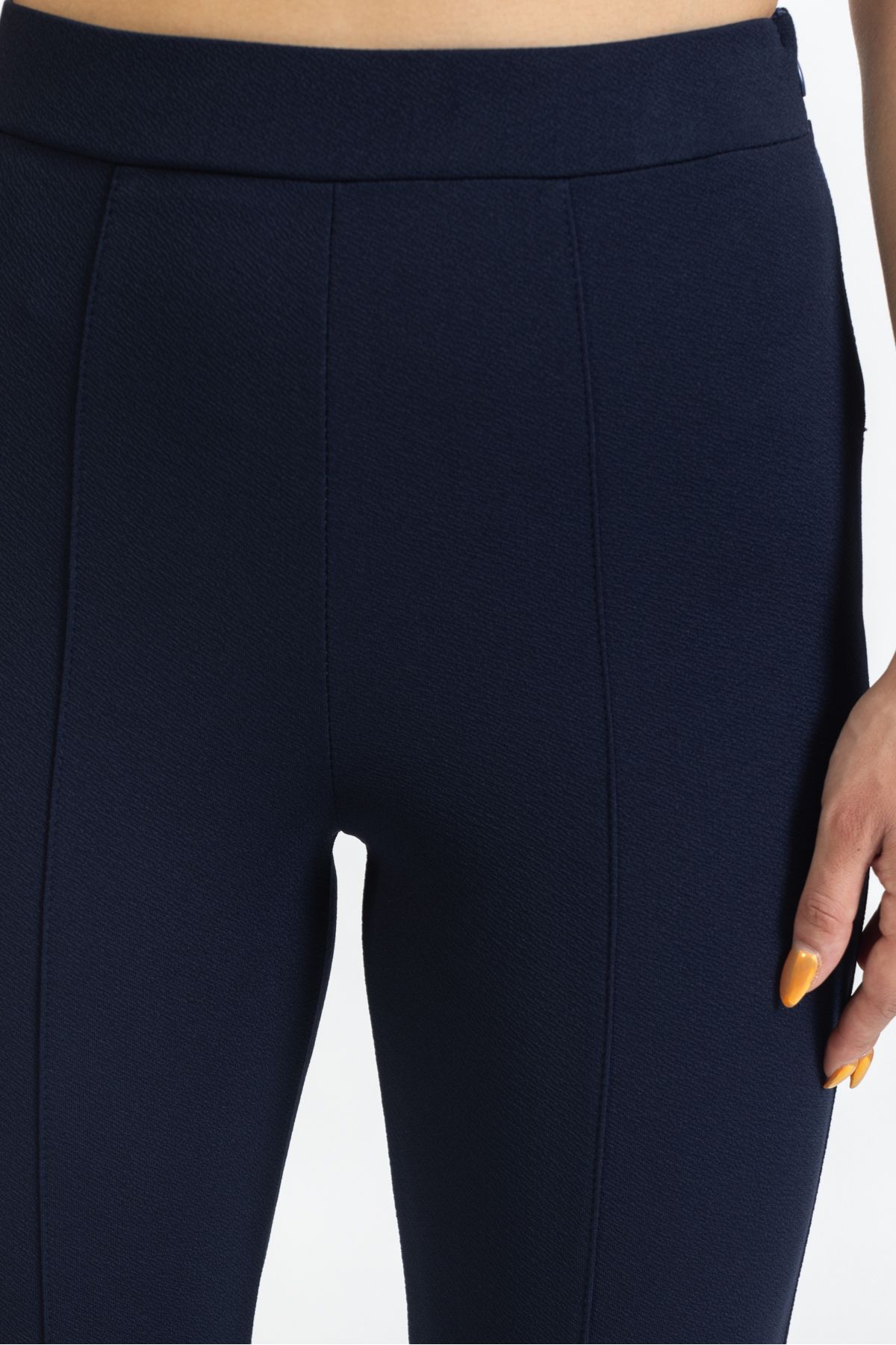 macharelbasic-pantaloni de damă bleumarin cu talie înaltă, slim fit 6