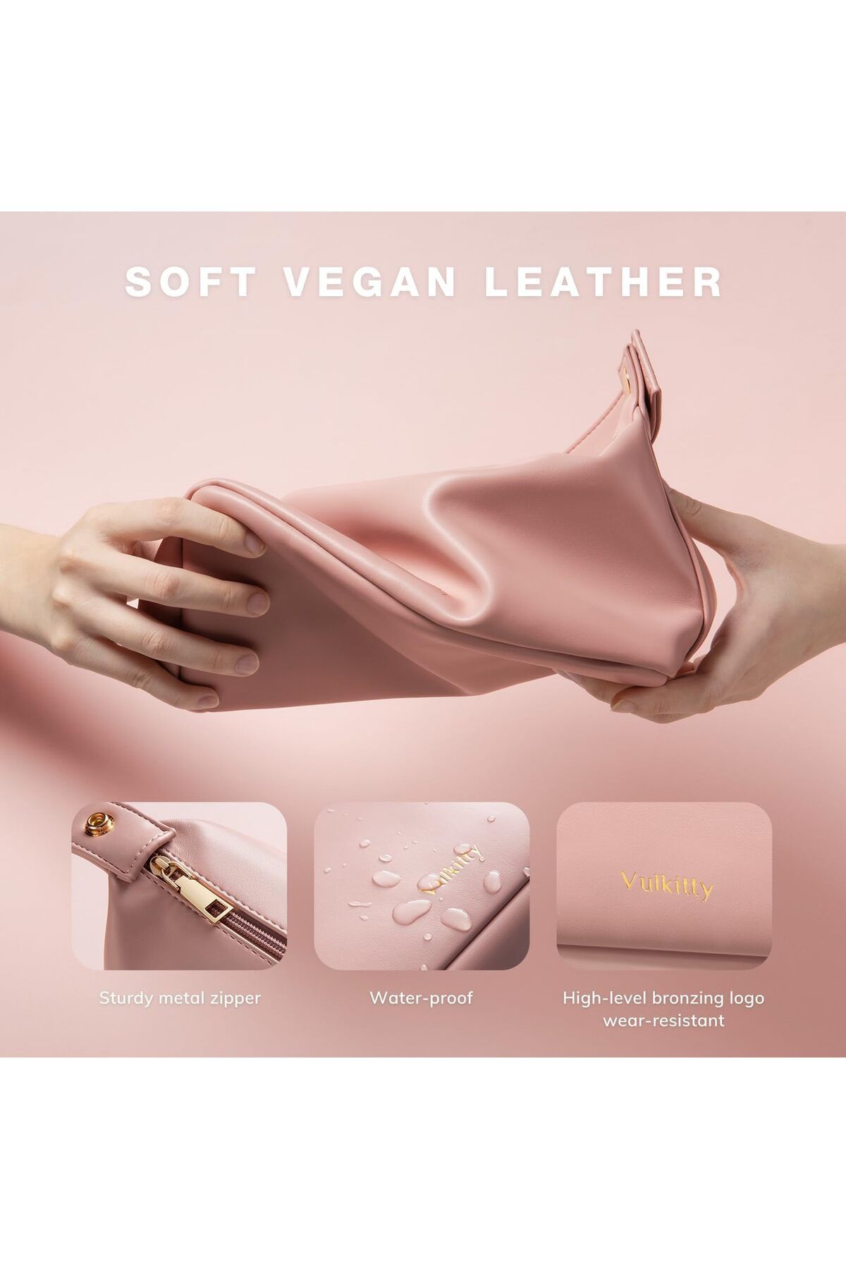کیف لوازم آرایش آرایشی چرمی VEGAN VULKIT