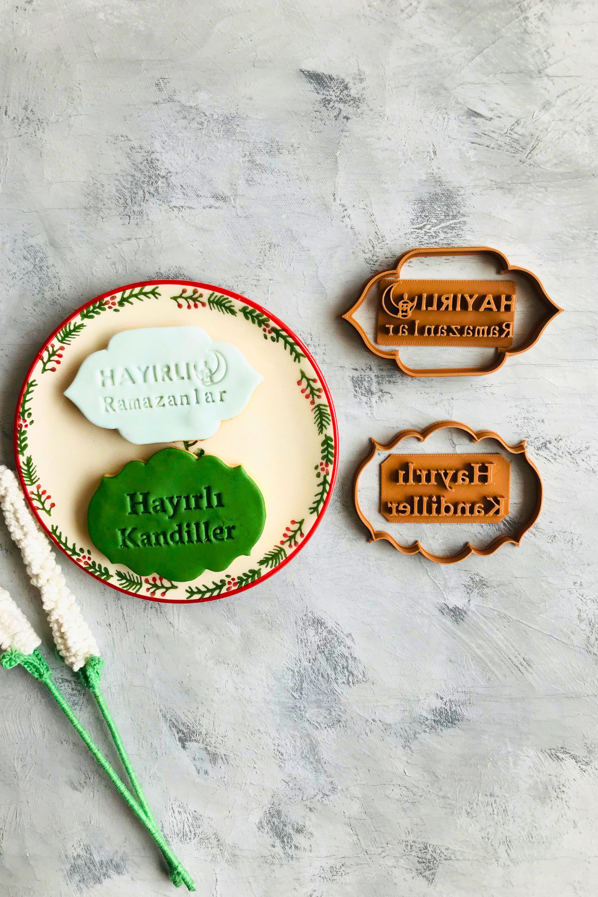 Dough Shaping Molds with Happy Kandils and Happy Ramadan Written