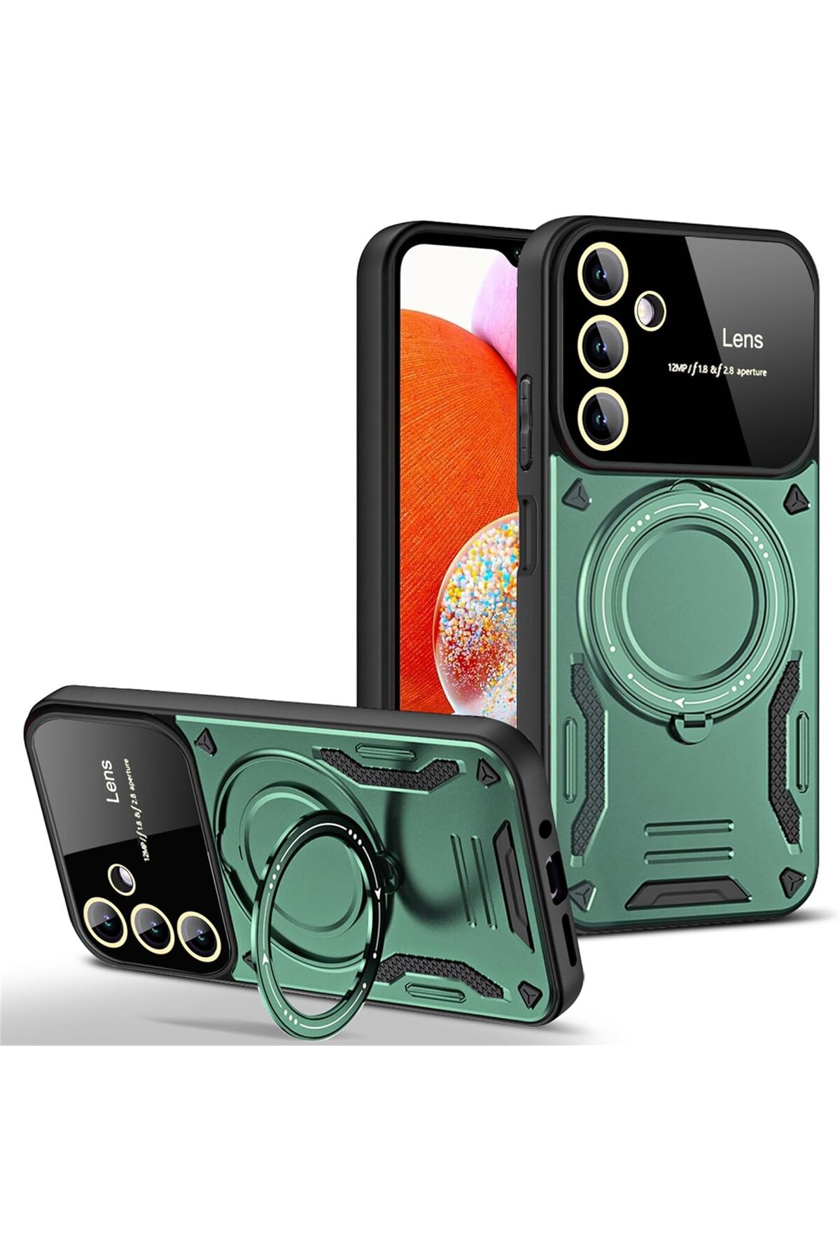 Samsung Galaxy A25 Compatible Case Camera with Magsafe Stand Durable Color Tank Cover with Lens Protection