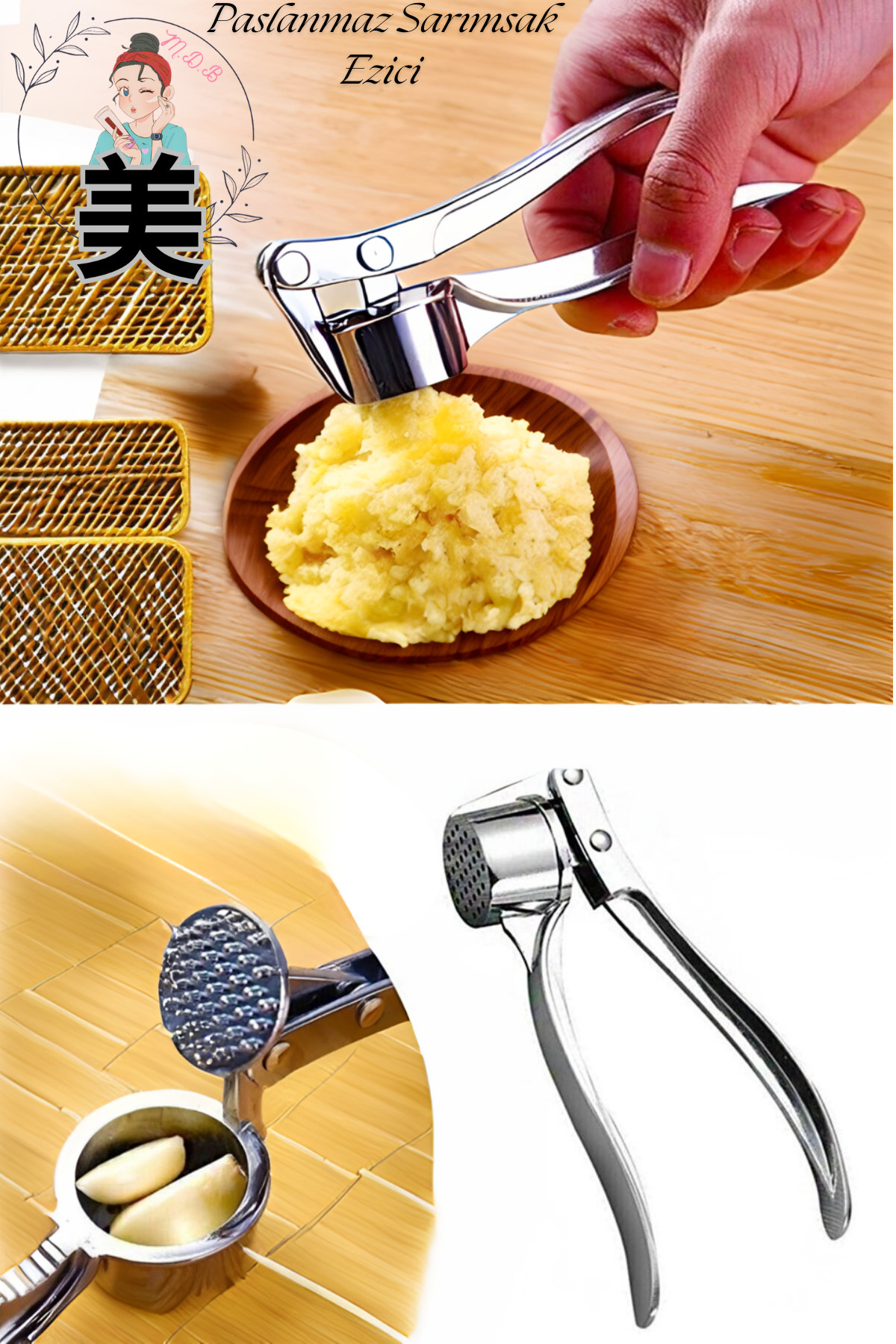 FORSEİ LUCA Paslanmaz Sarımsak Ezici Pratik Sarımsak Ezici Pres