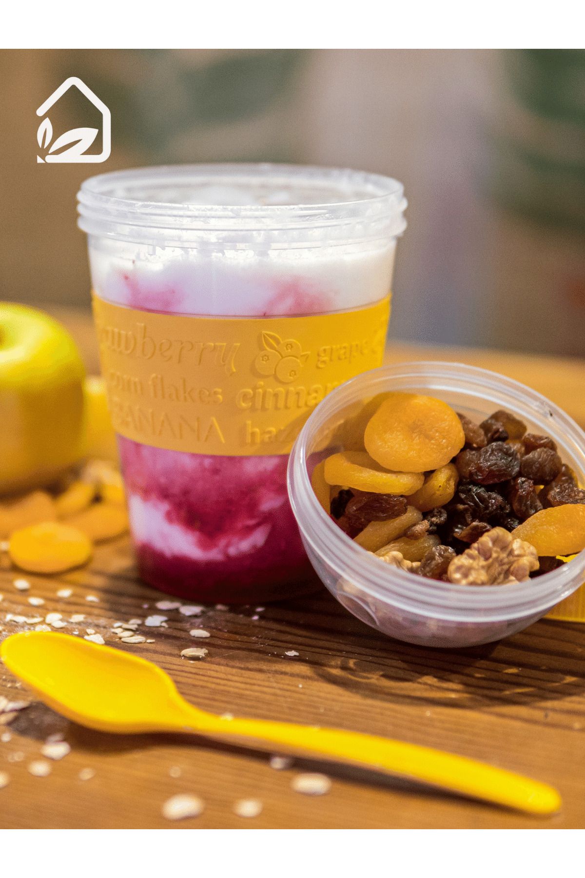 Titiz-4-Piece Prepare and Go Fruit Yogurt Container with Spoon and Practical Portable Snack Musli Container 6
