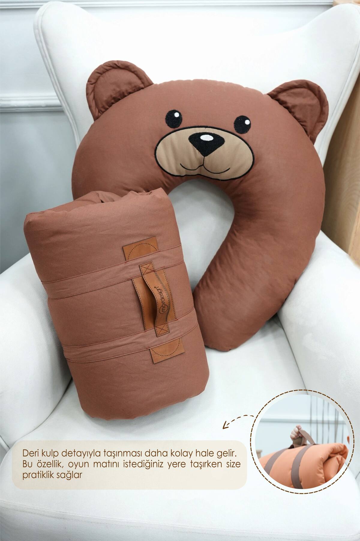 mordesign Bebek/Çocuk Oyun Halısı, Yenidoğan Emekleme Pedi, Aktivite Oyun Matı, Morbear Serisi, Kahverengi fotoğrafı 4 (önizleme)